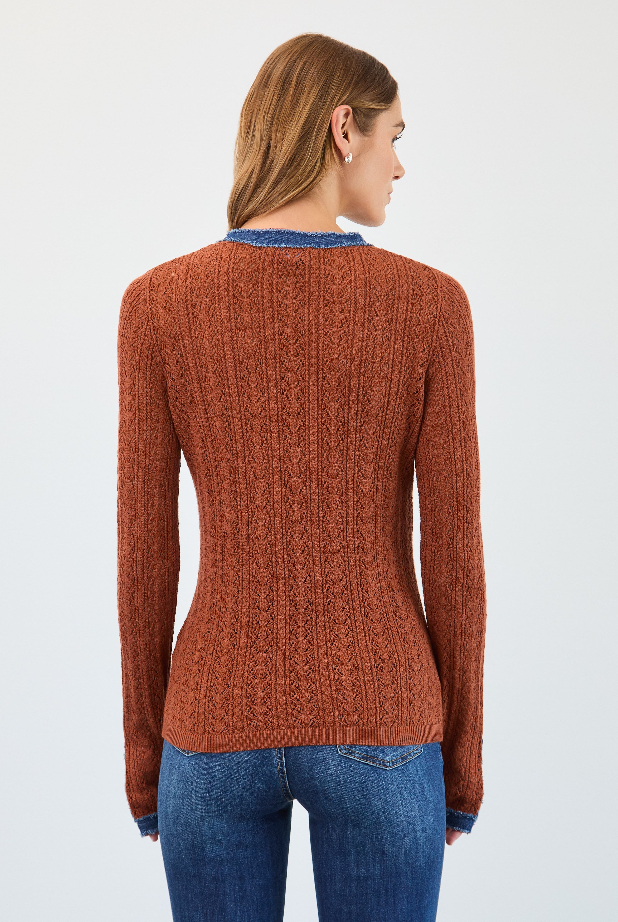 Pointelle fine gauge sweater