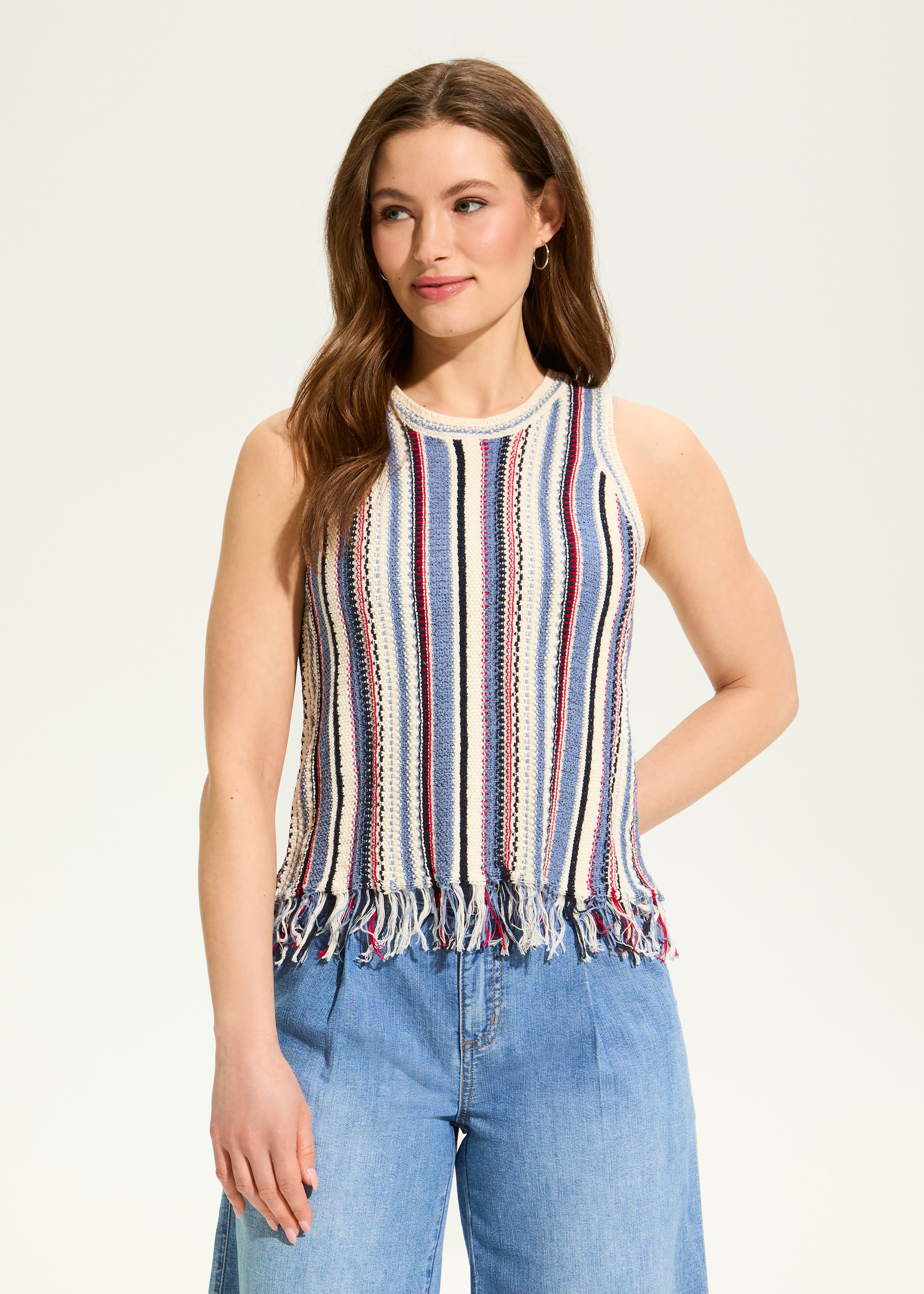 Vertical Stripe Cami Sweater