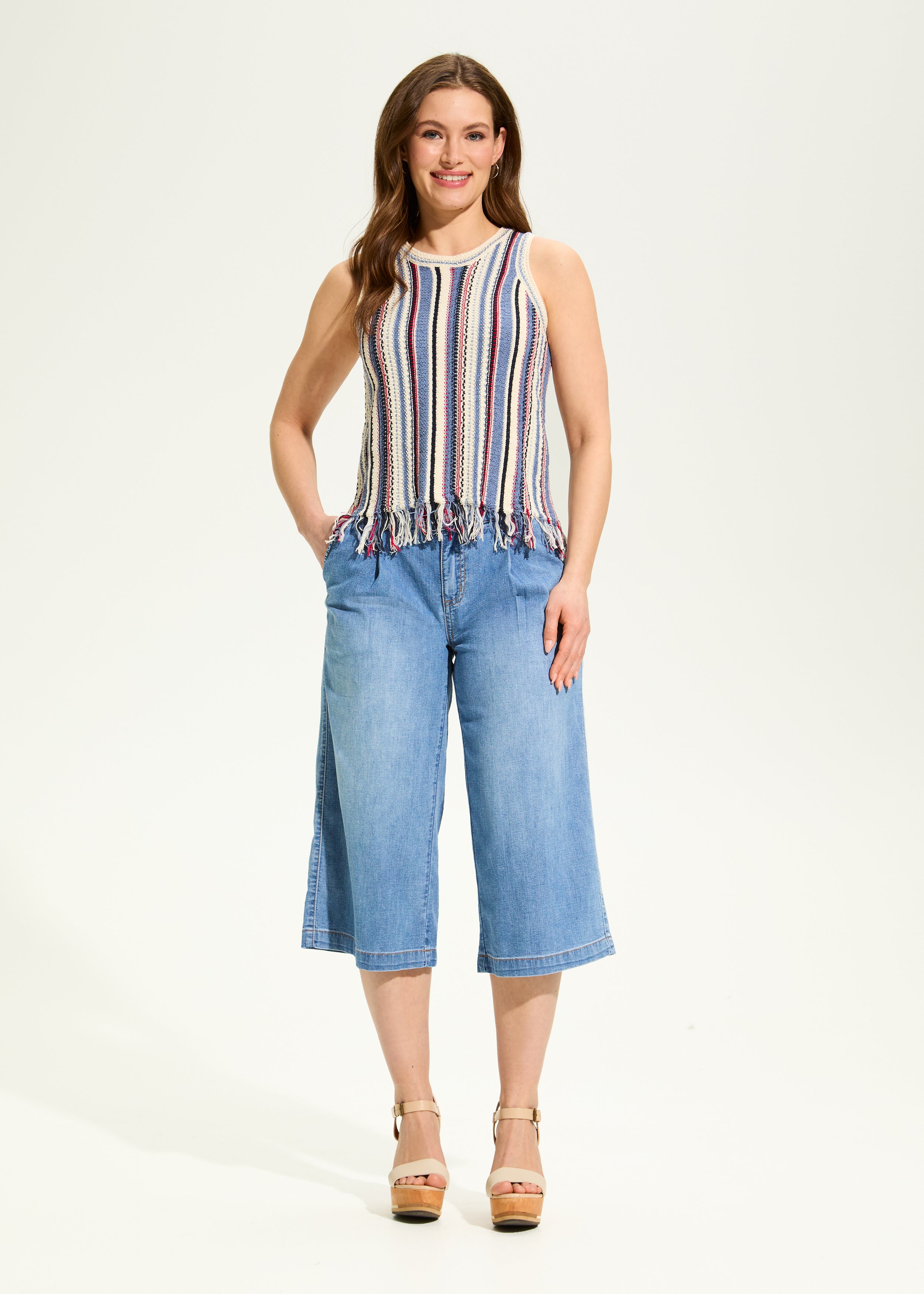 Vertical Stripe Cami Sweater