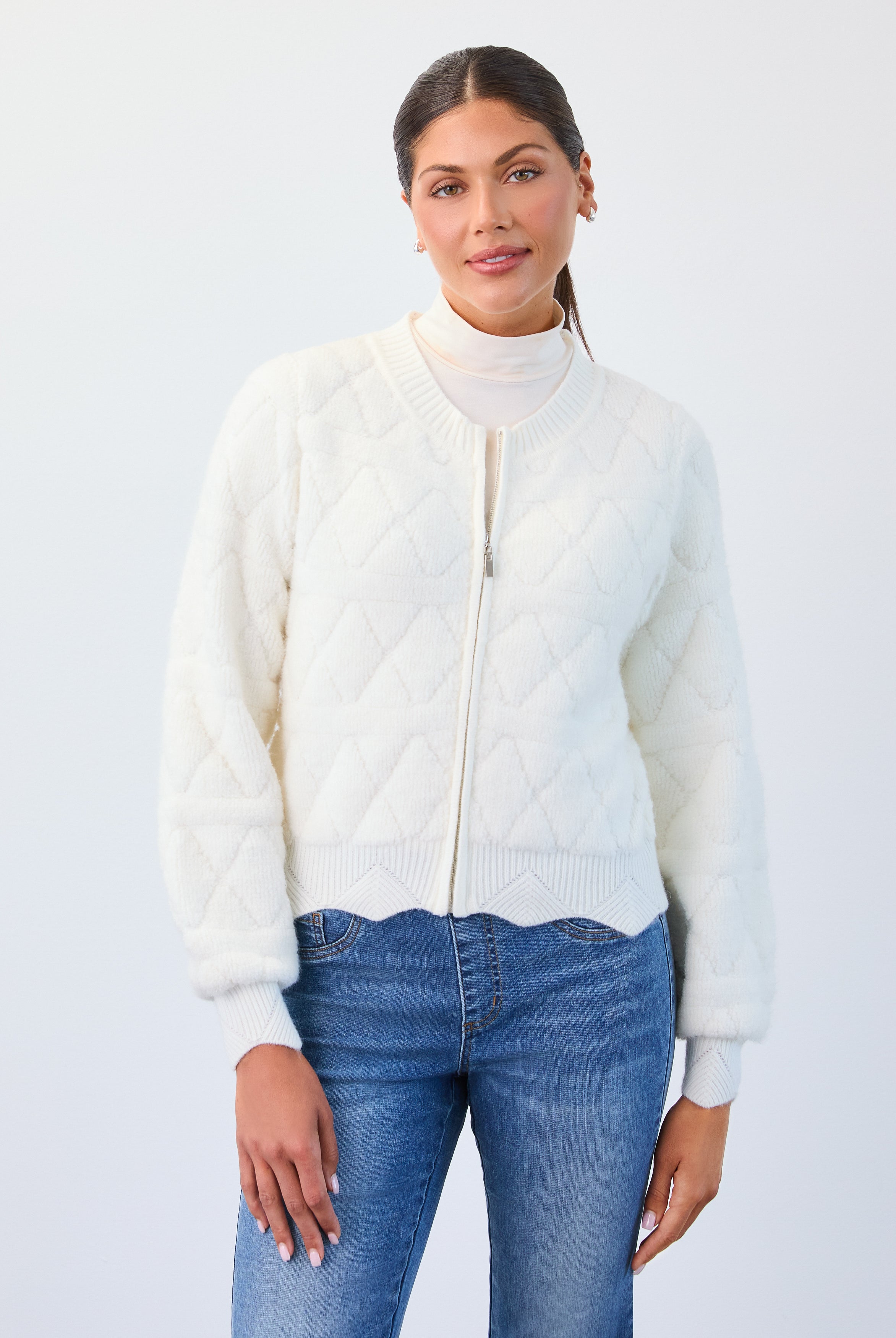 Detachable collar sweater bomber