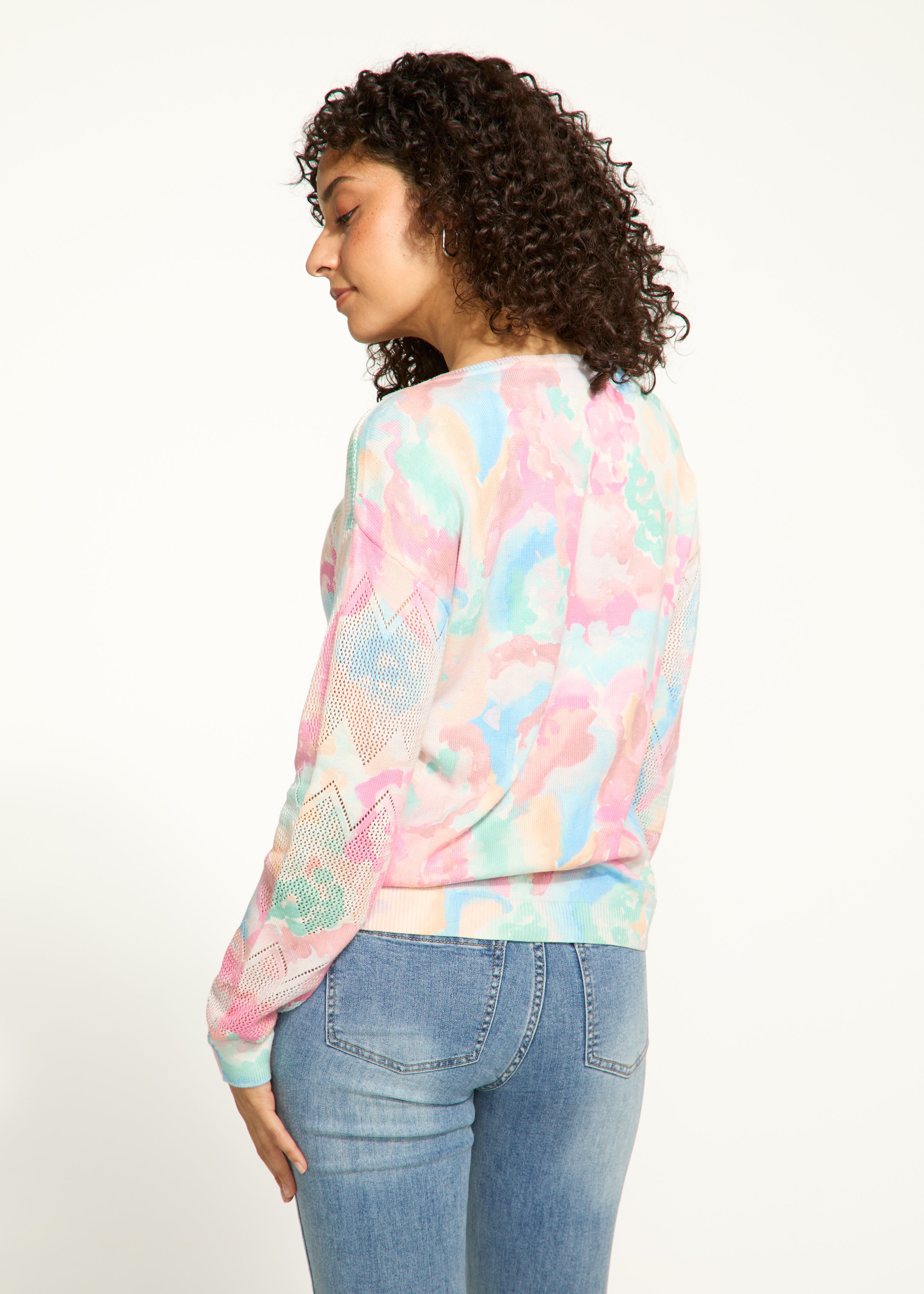 Pointelle printed sweater