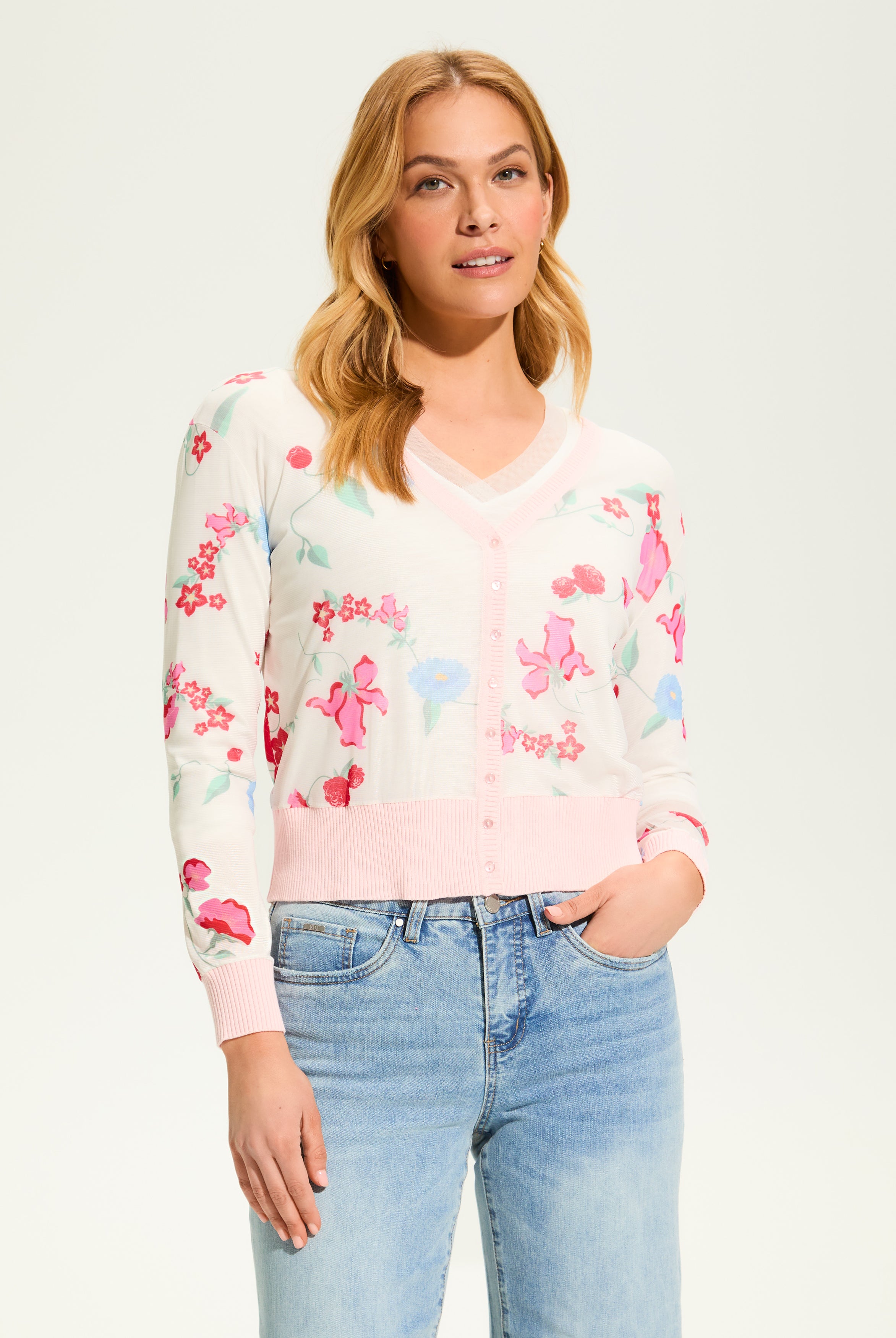 Printed Mesh Cardigan