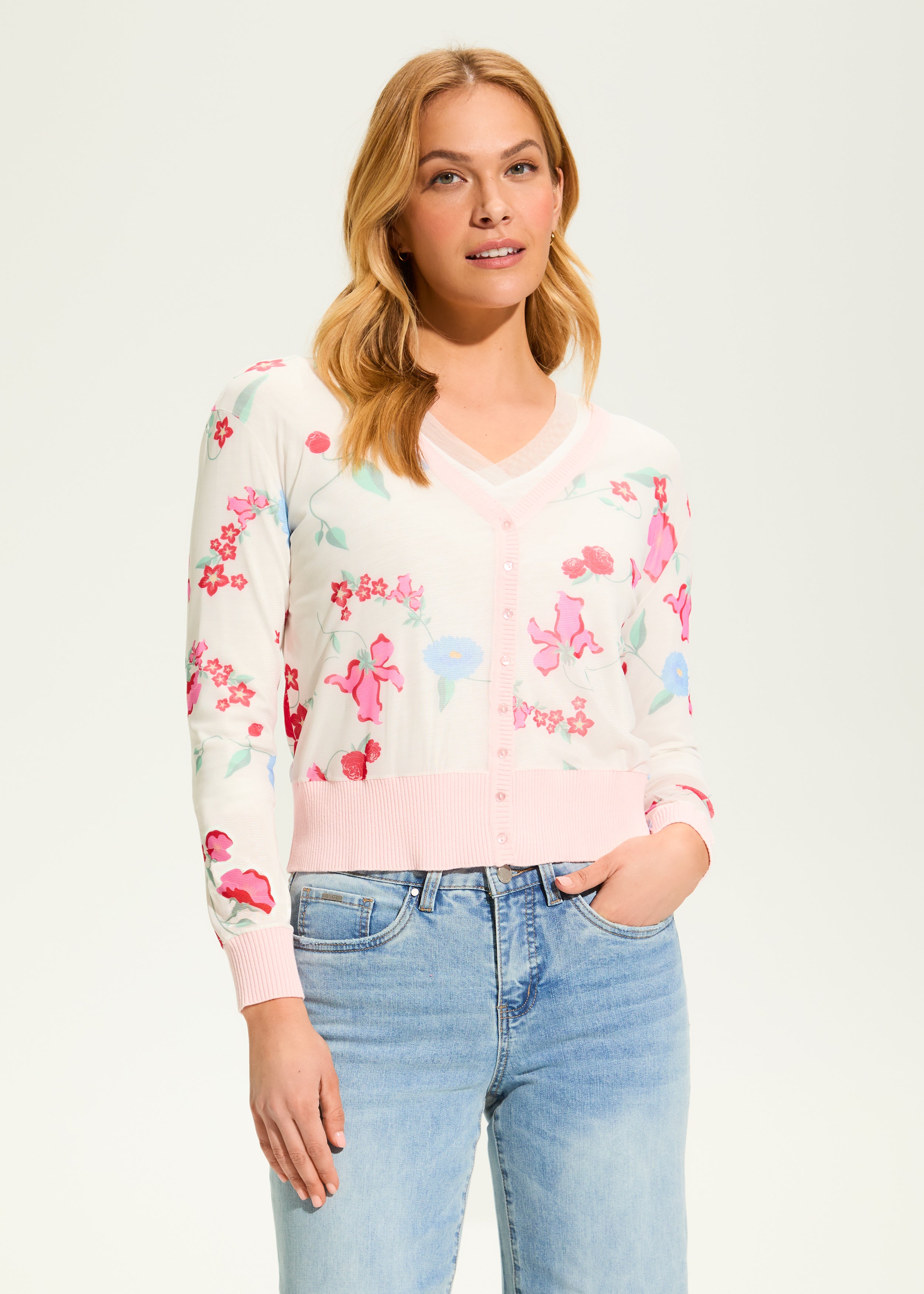 Printed Mesh Cardigan