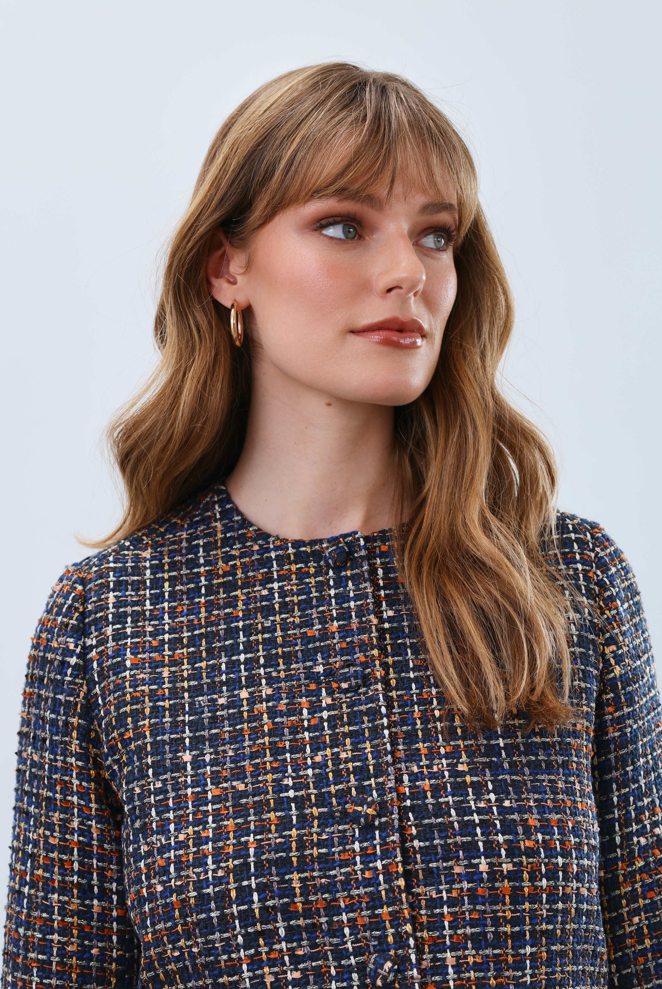 tweed collarless jacket