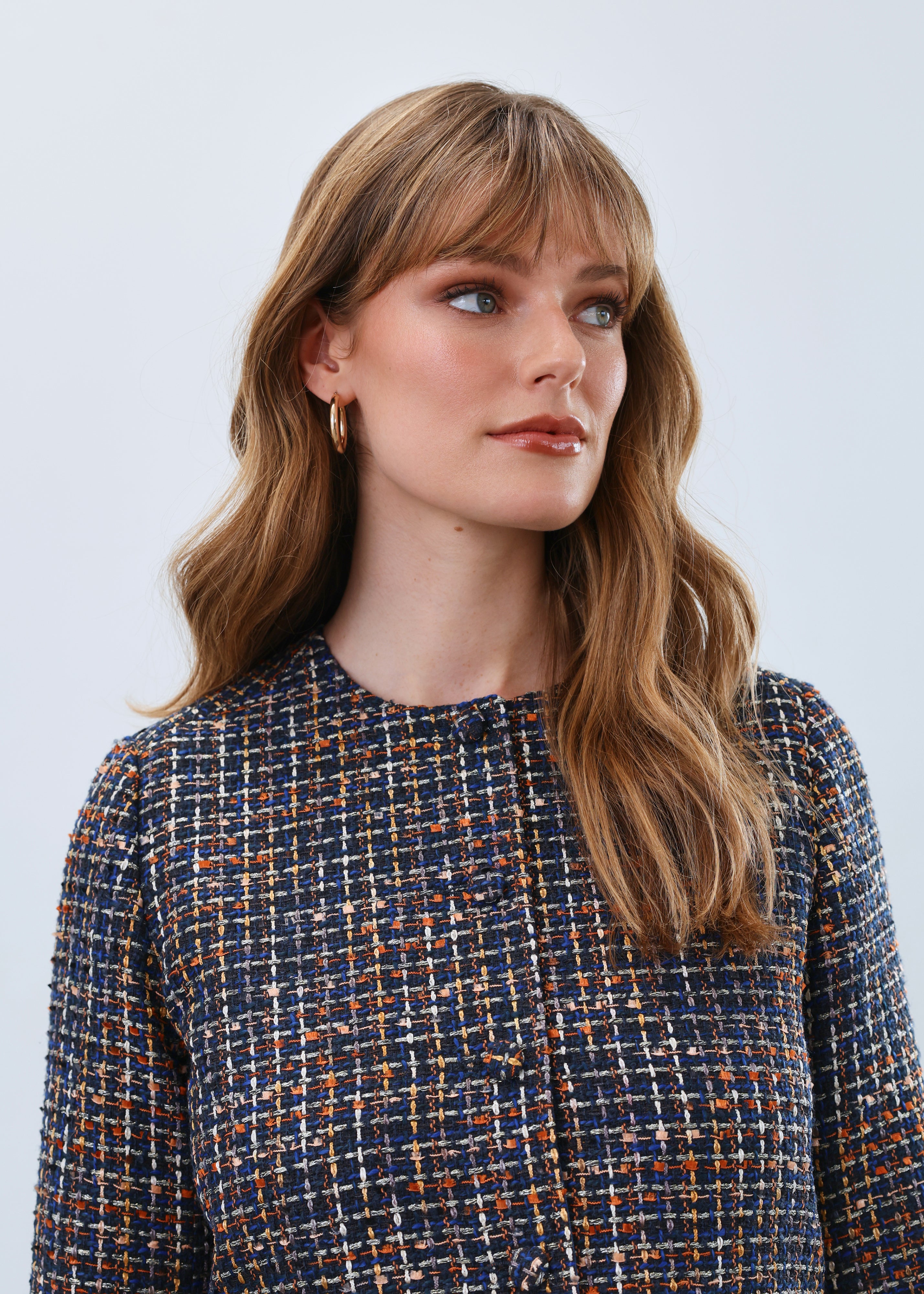 tweed collarless jacket