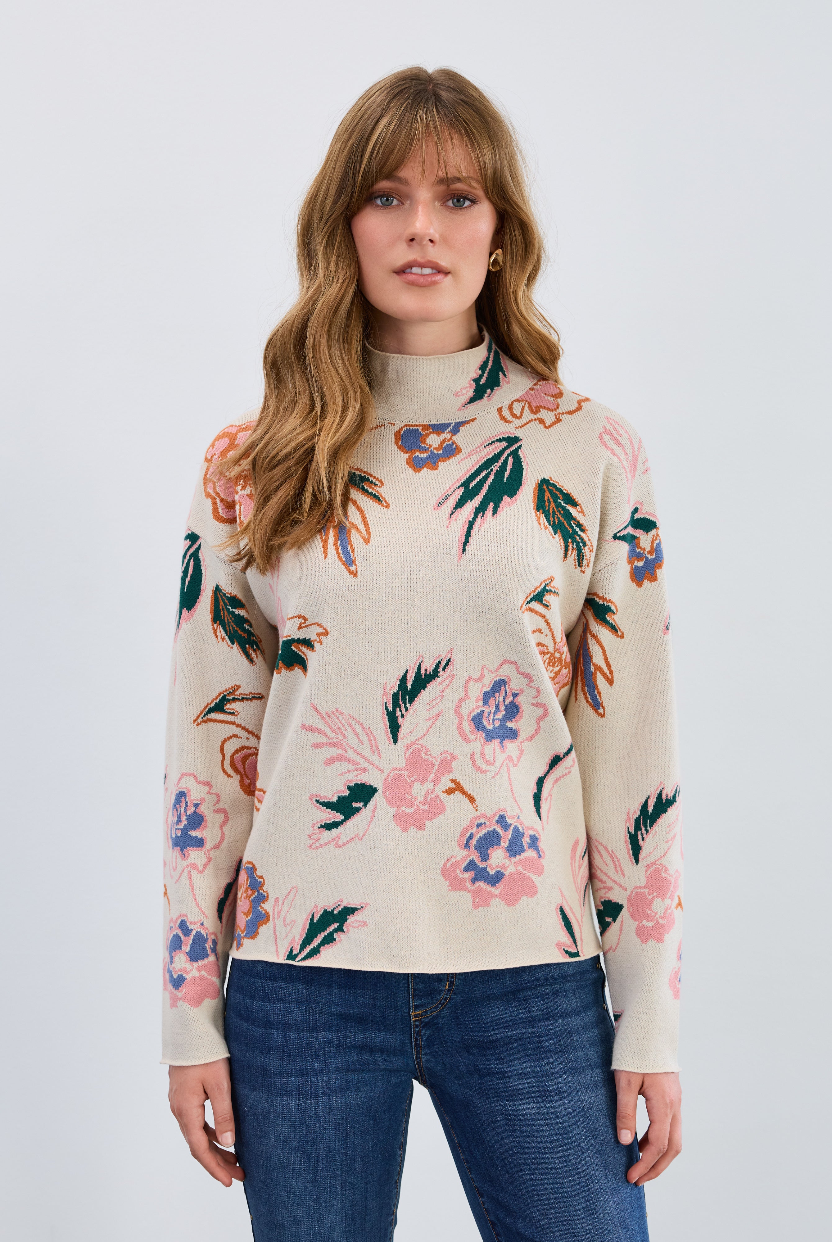 Mock neck loose fit sweater