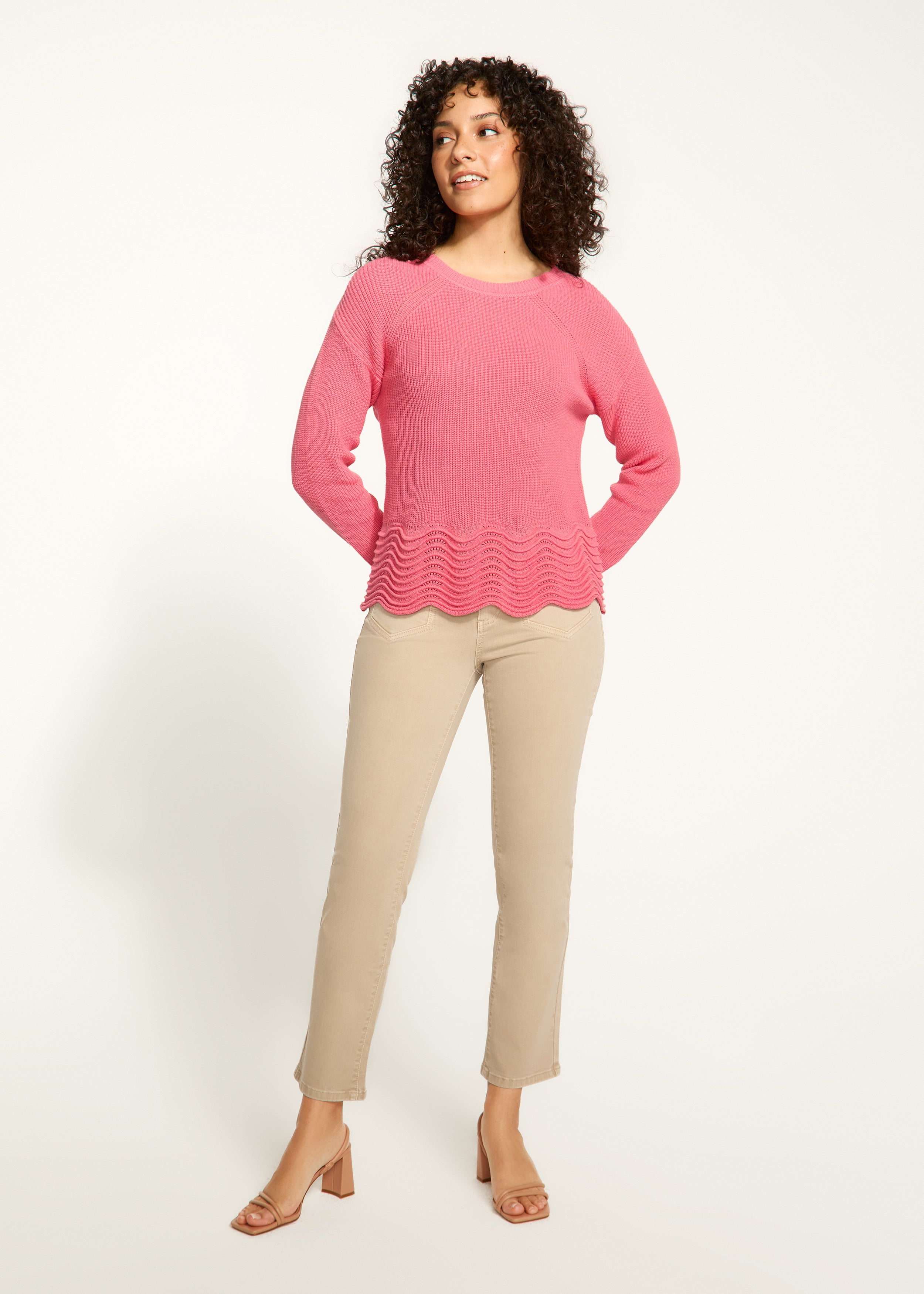 Scalloped hem sweater