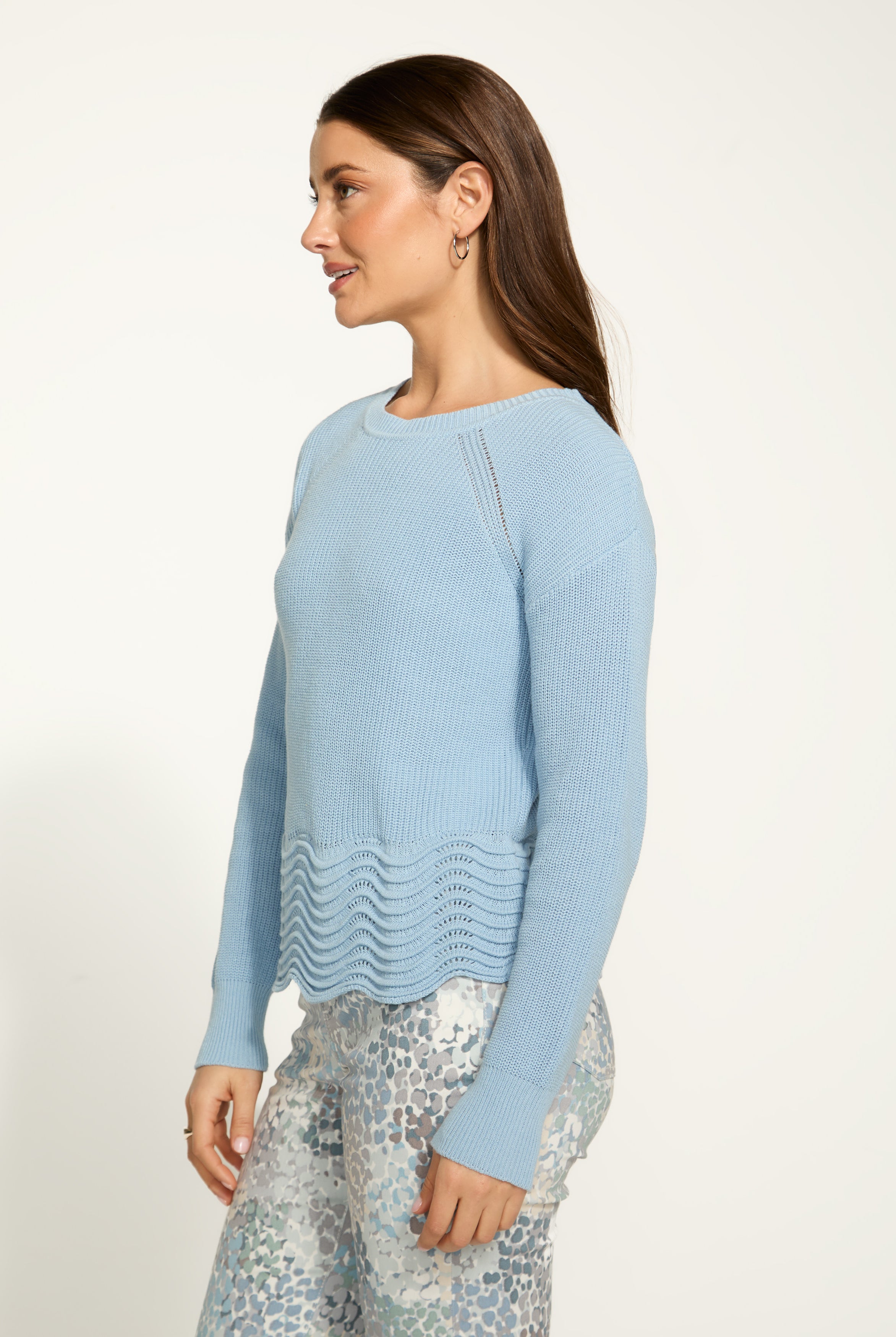 Scalloped hem sweater