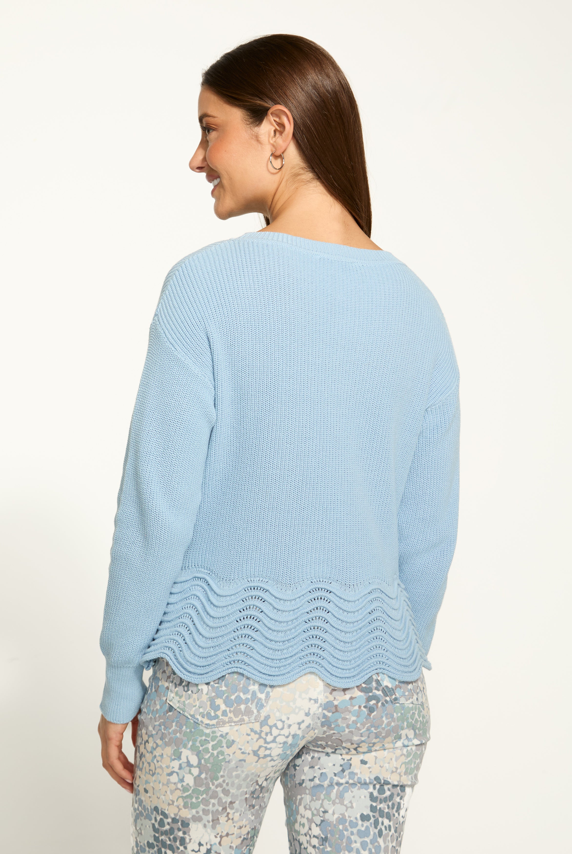 Scalloped hem sweater