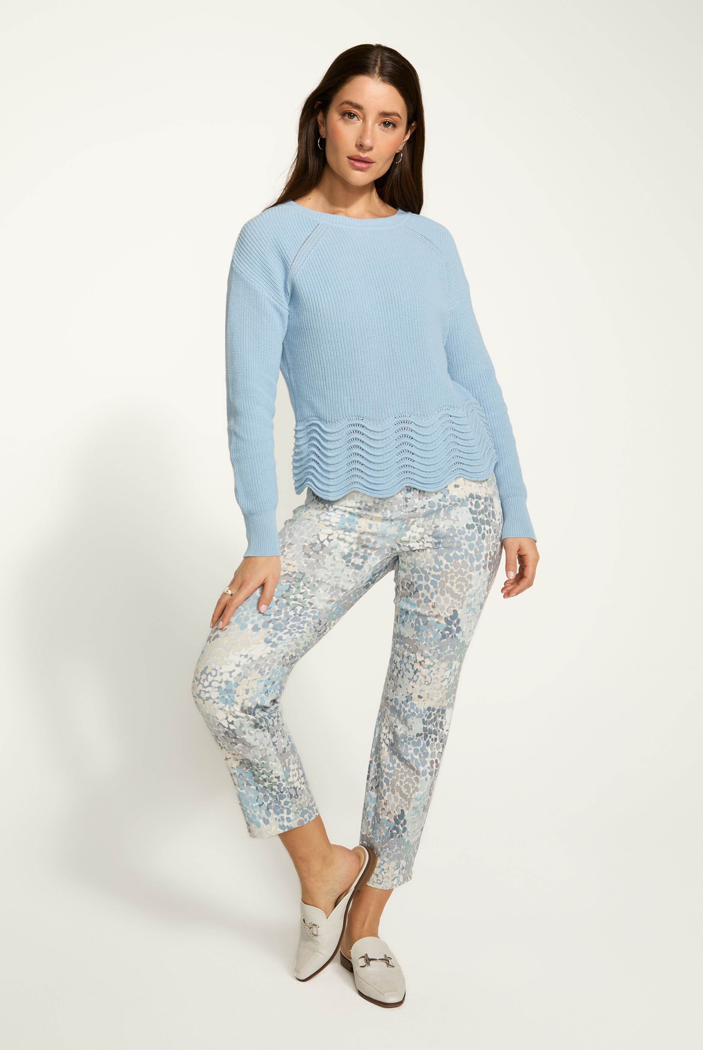 Scalloped hem sweater