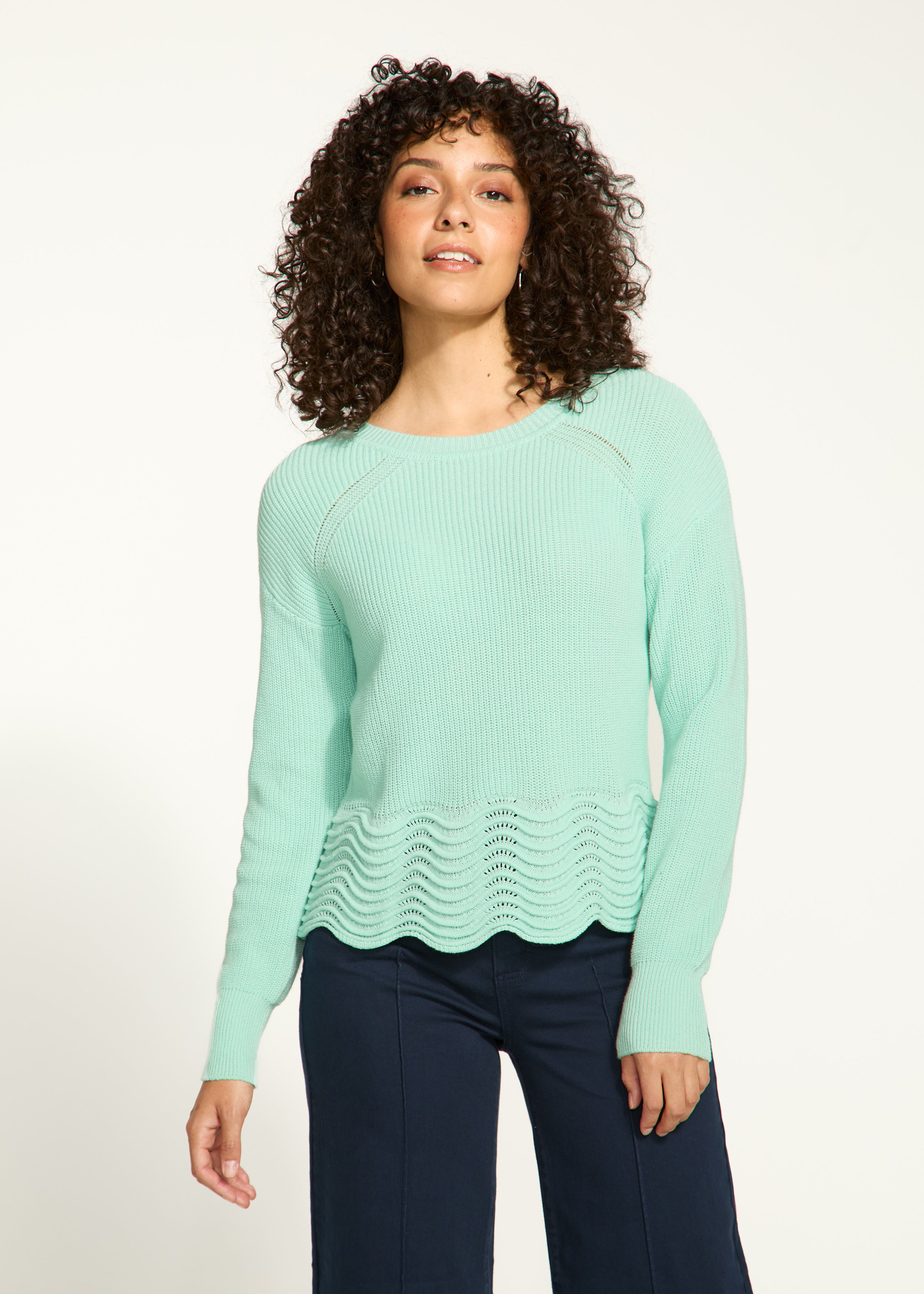 Scalloped hem sweater
