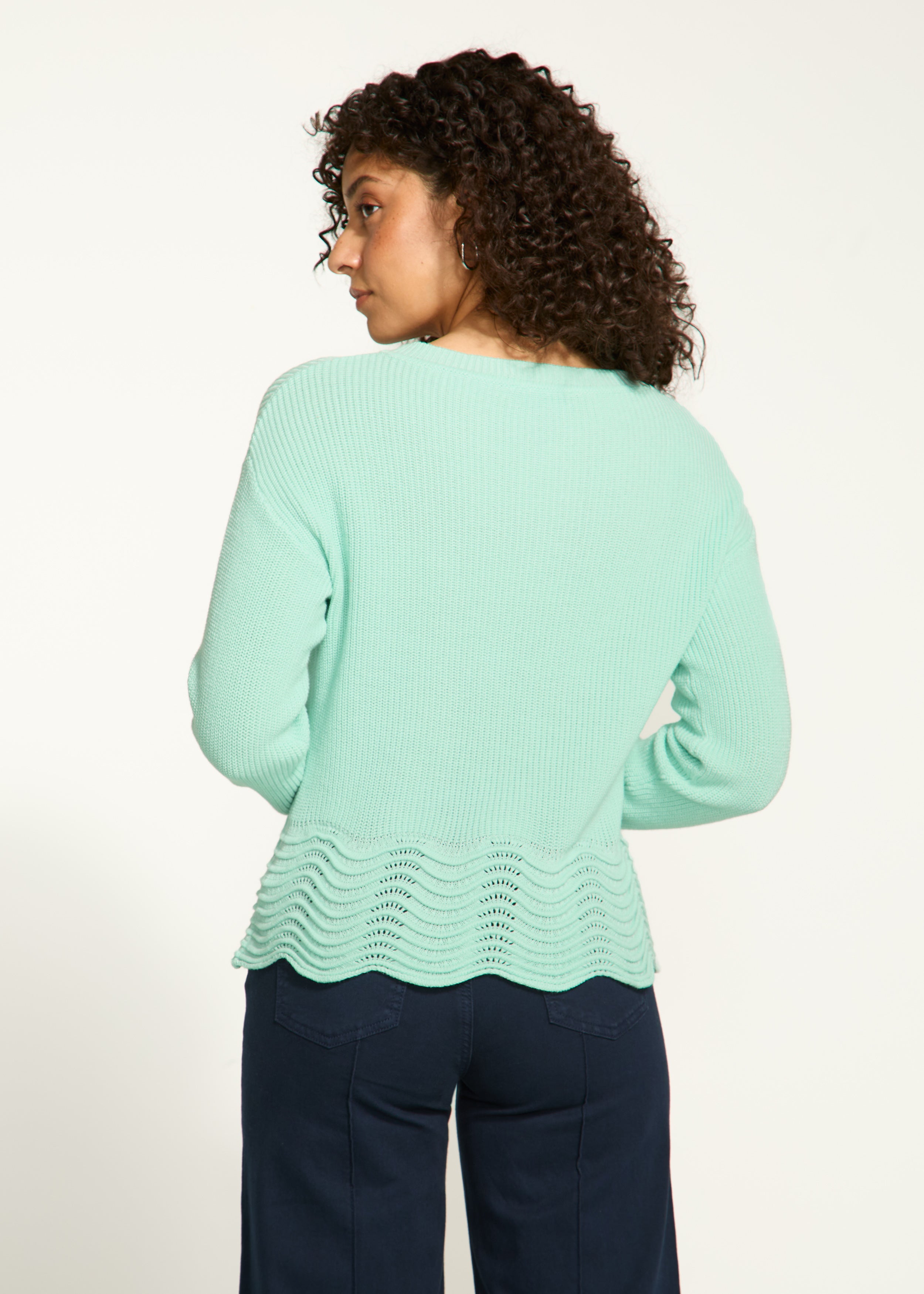 Scalloped hem sweater