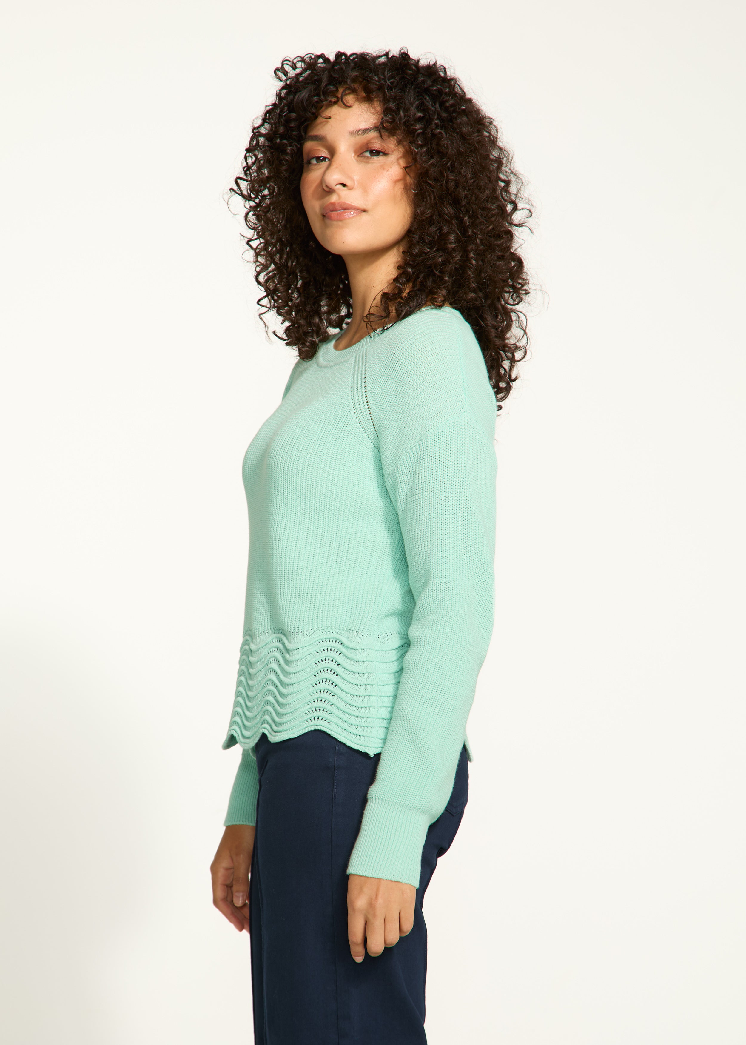 Scalloped hem sweater