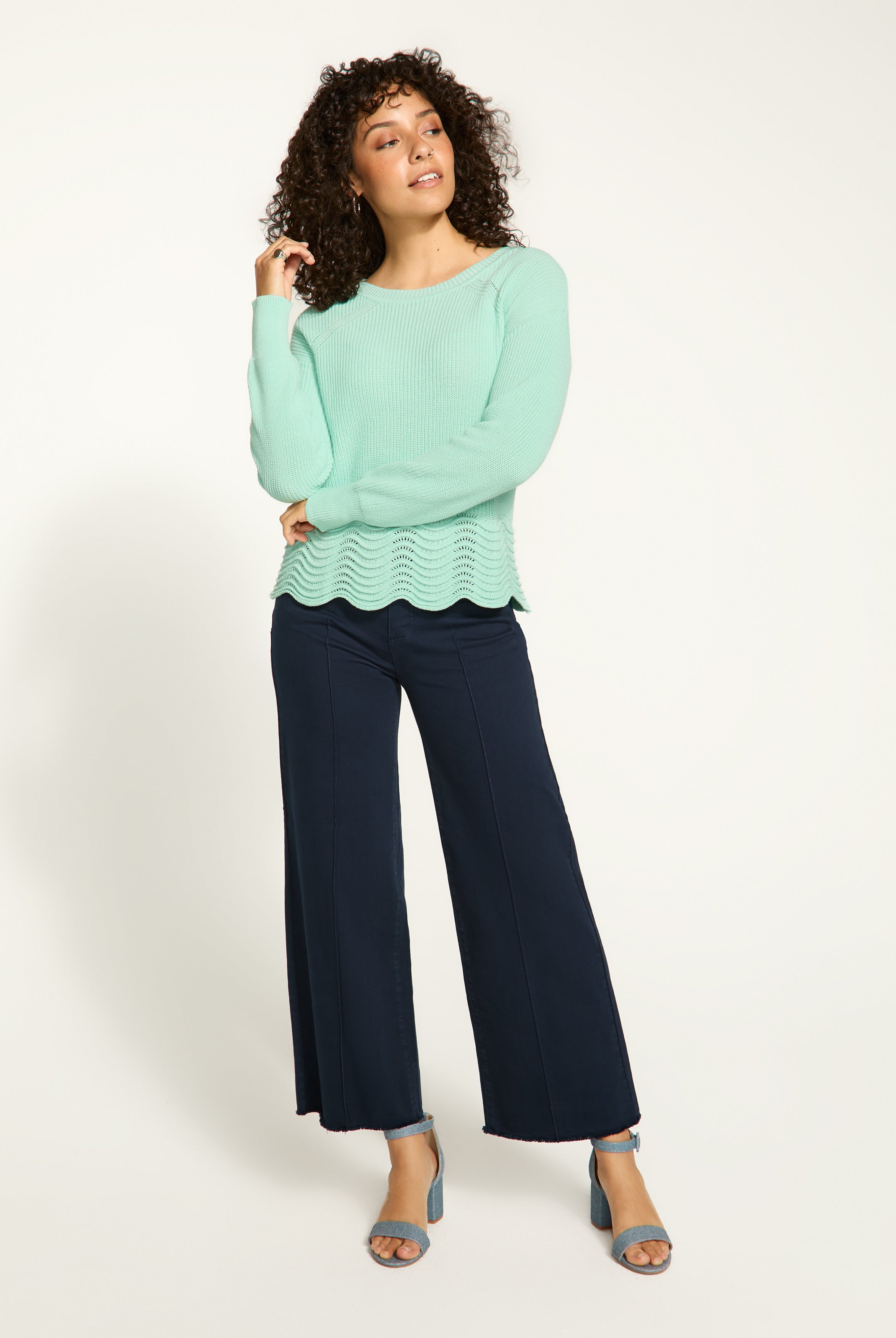 Scalloped hem sweater