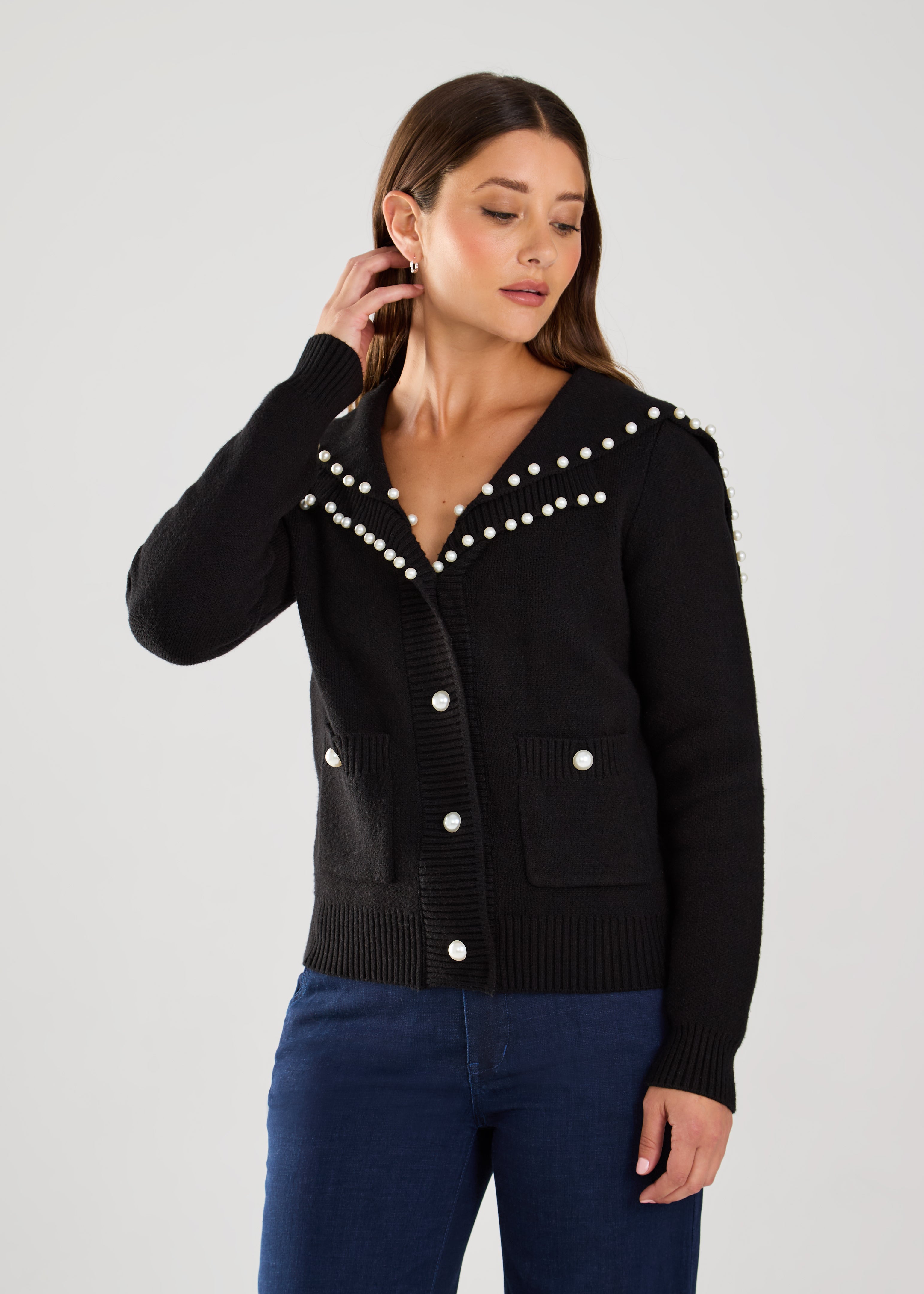 PEARL EMBELLISHED CARDIGAN