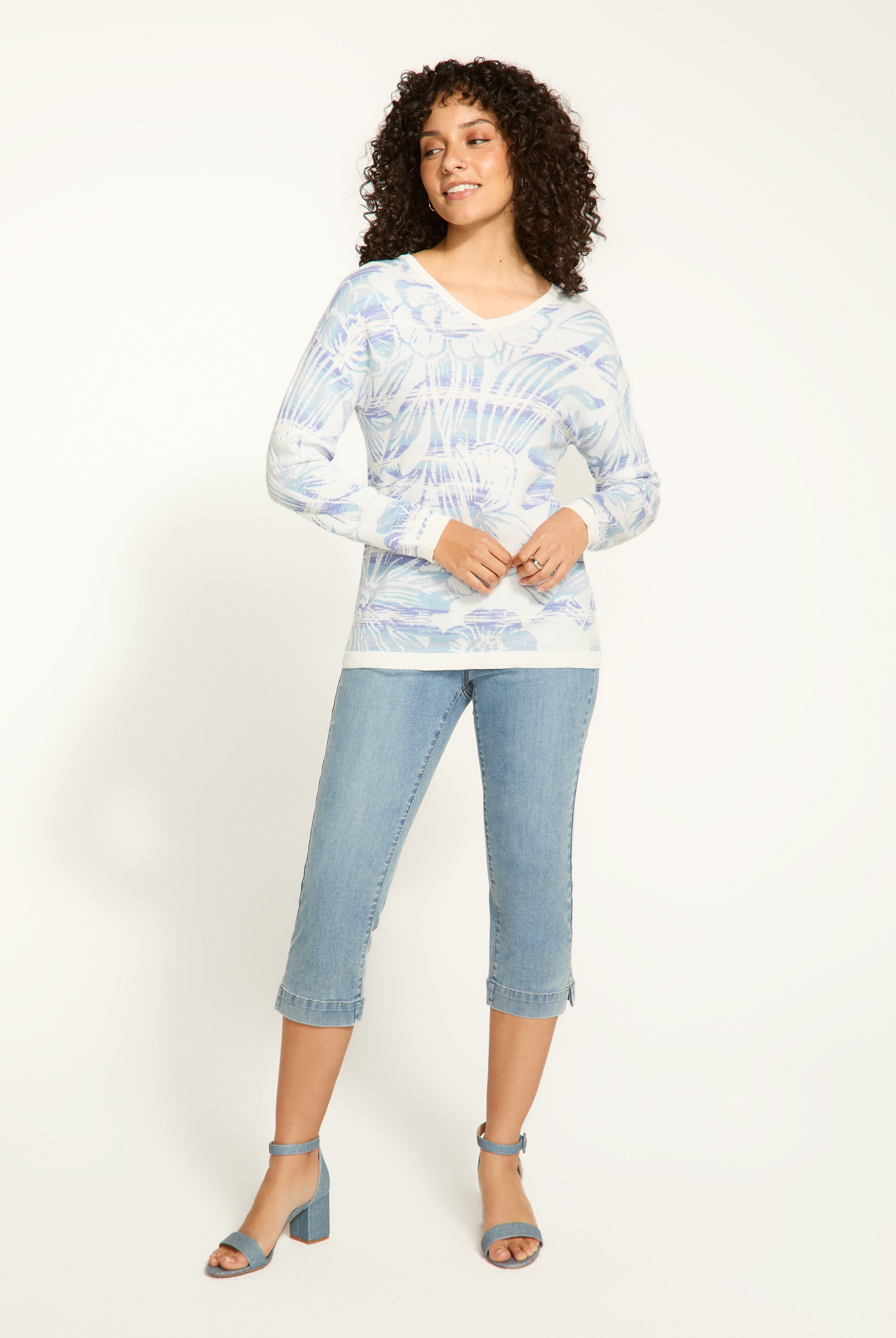Jacquard V Neck Sweater