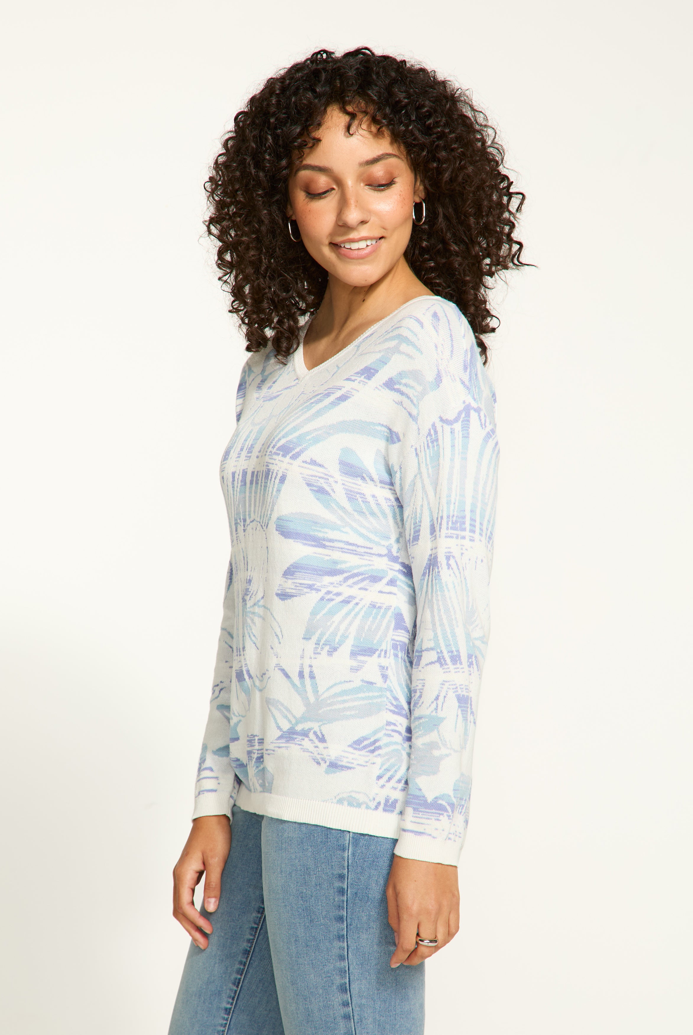 Jacquard V Neck Sweater