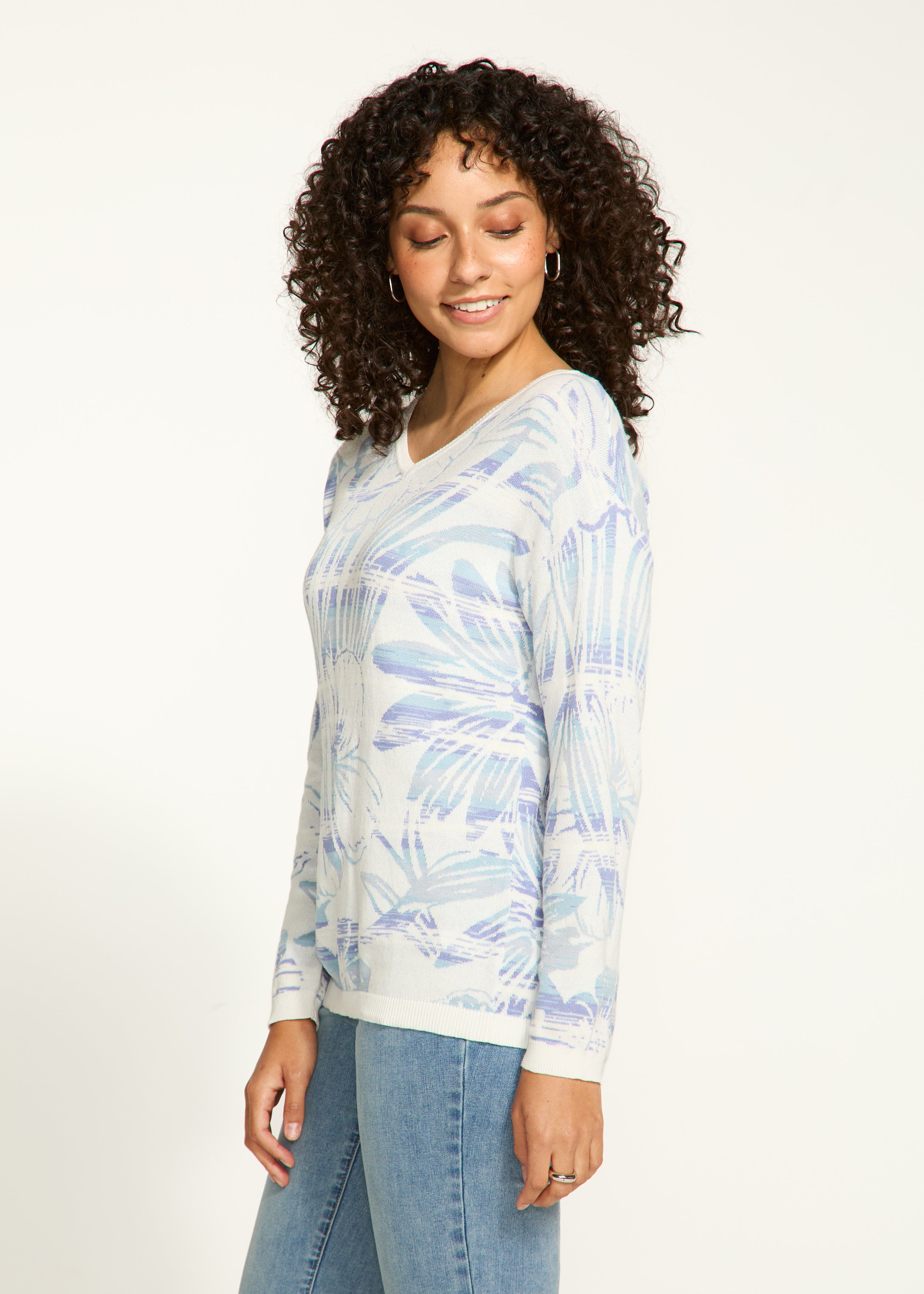 Jacquard V Neck Sweater