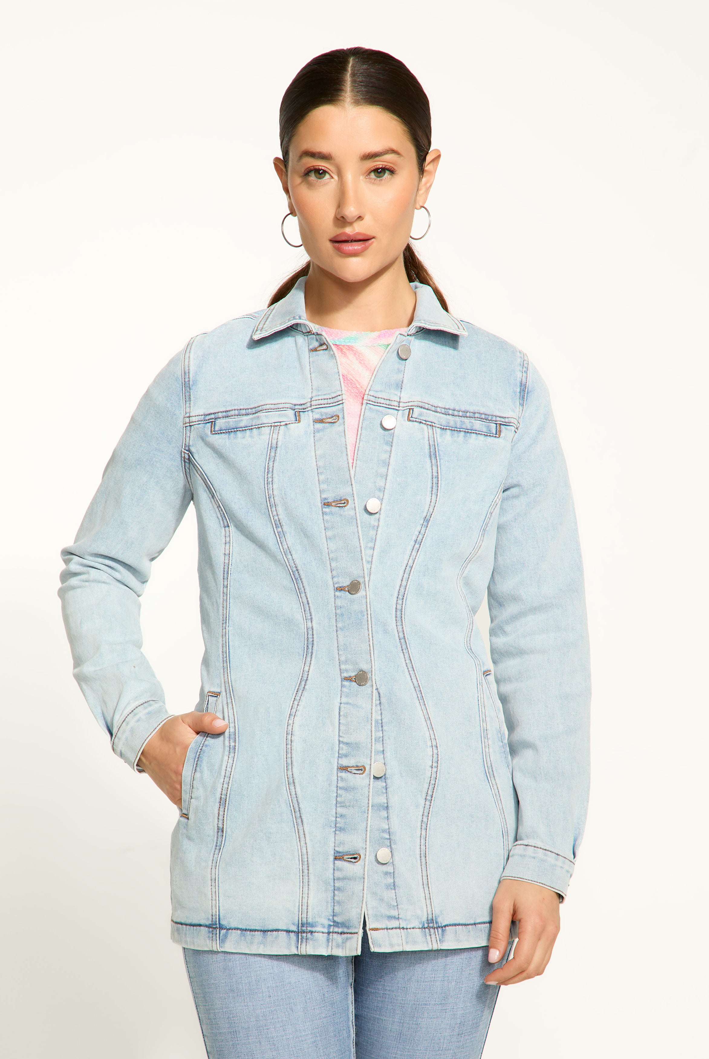 Long denim jacket