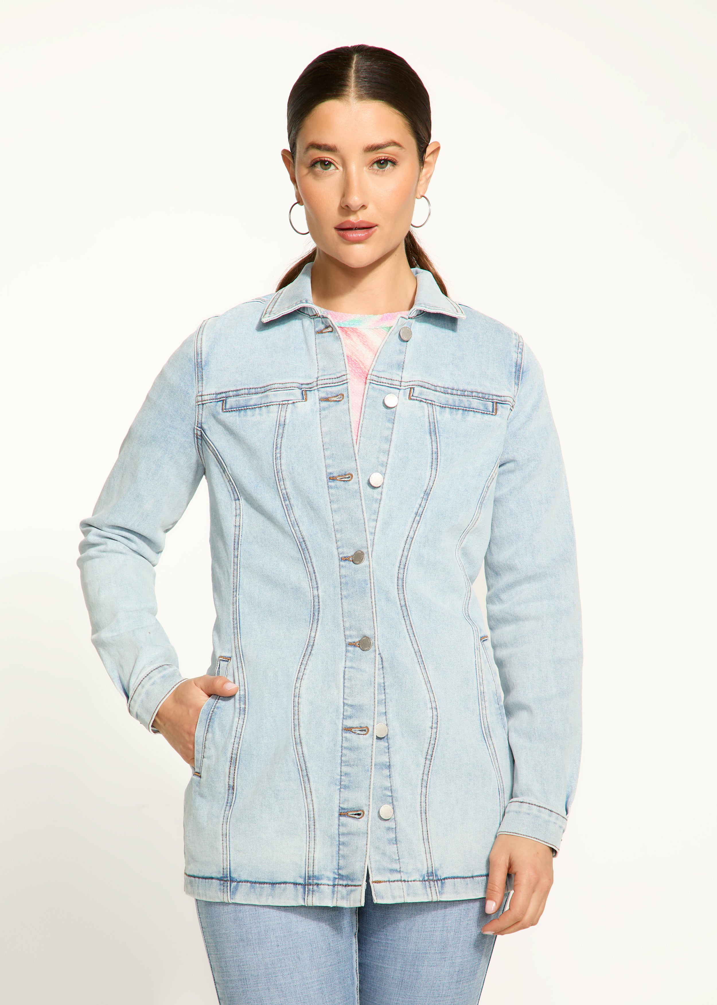 Long denim jacket