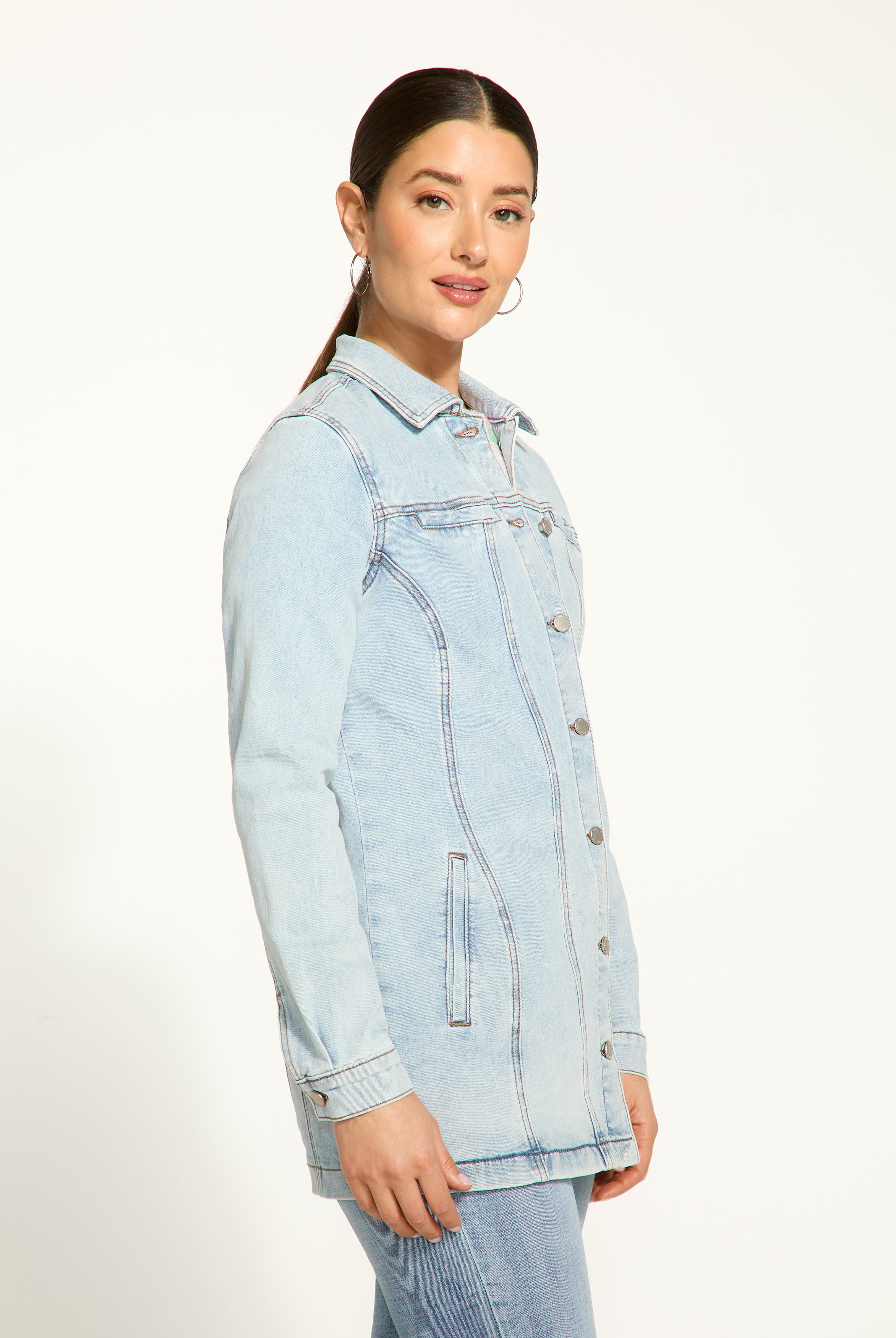 Long denim jacket