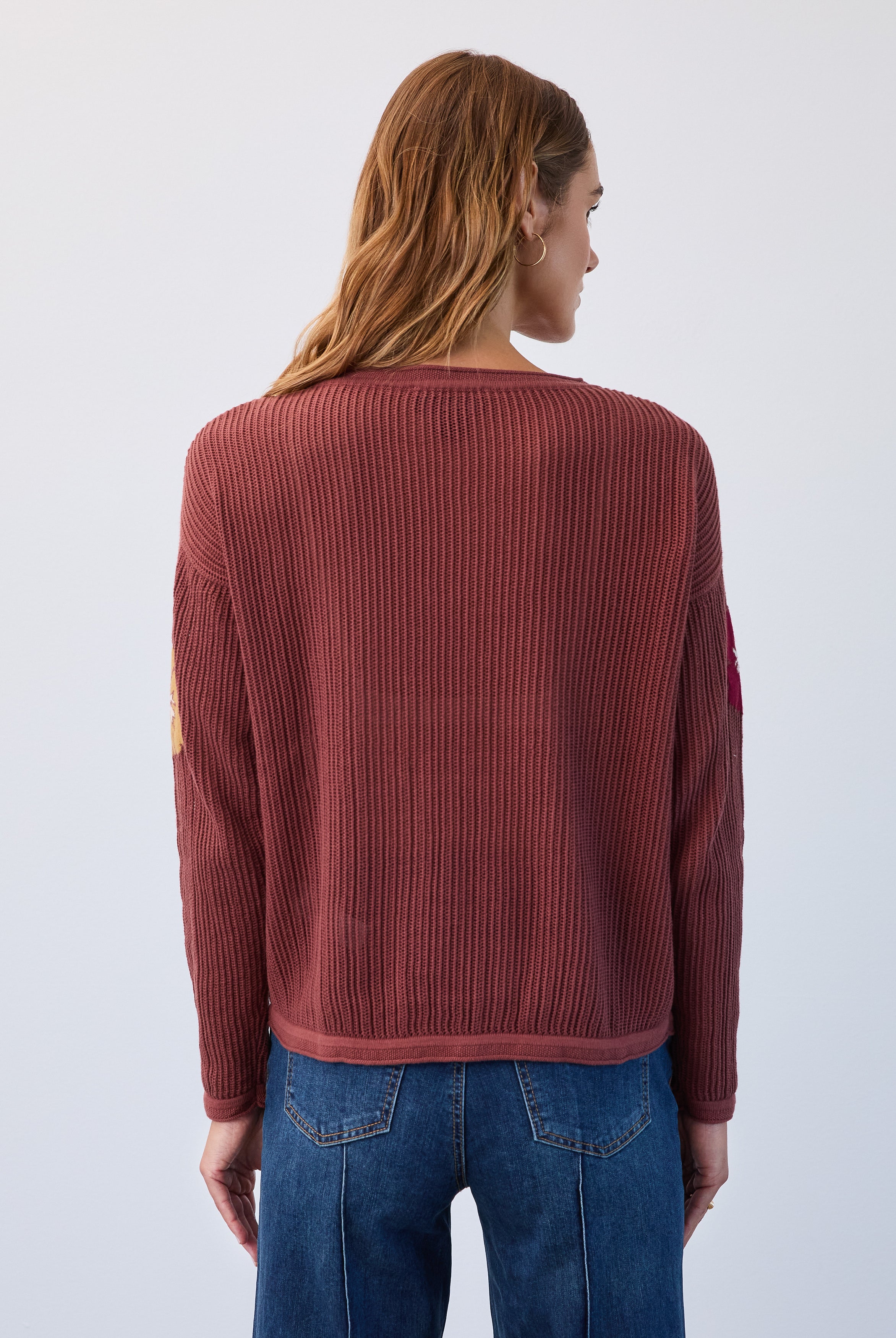 Floral intarsia sweater