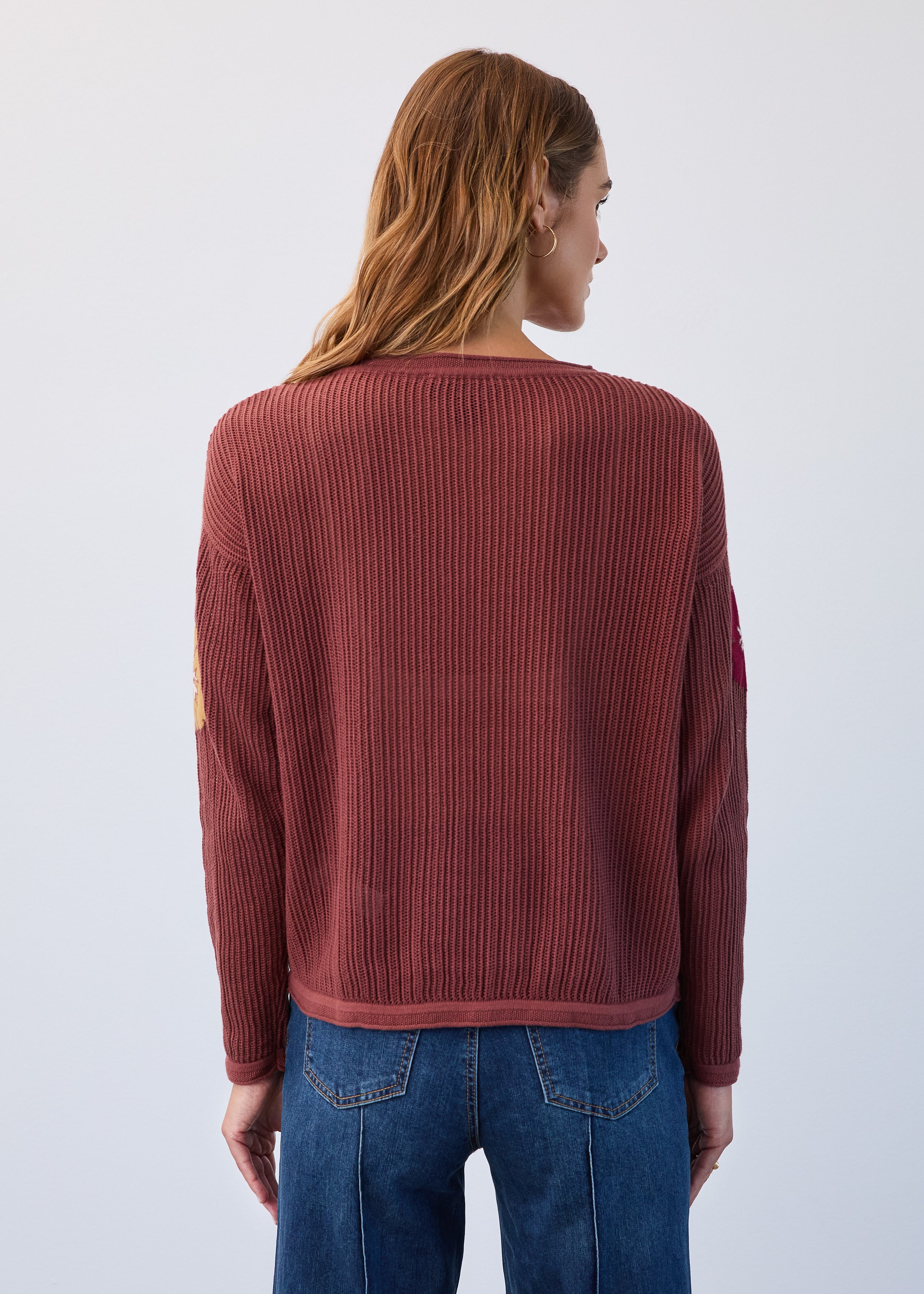 Floral intarsia sweater