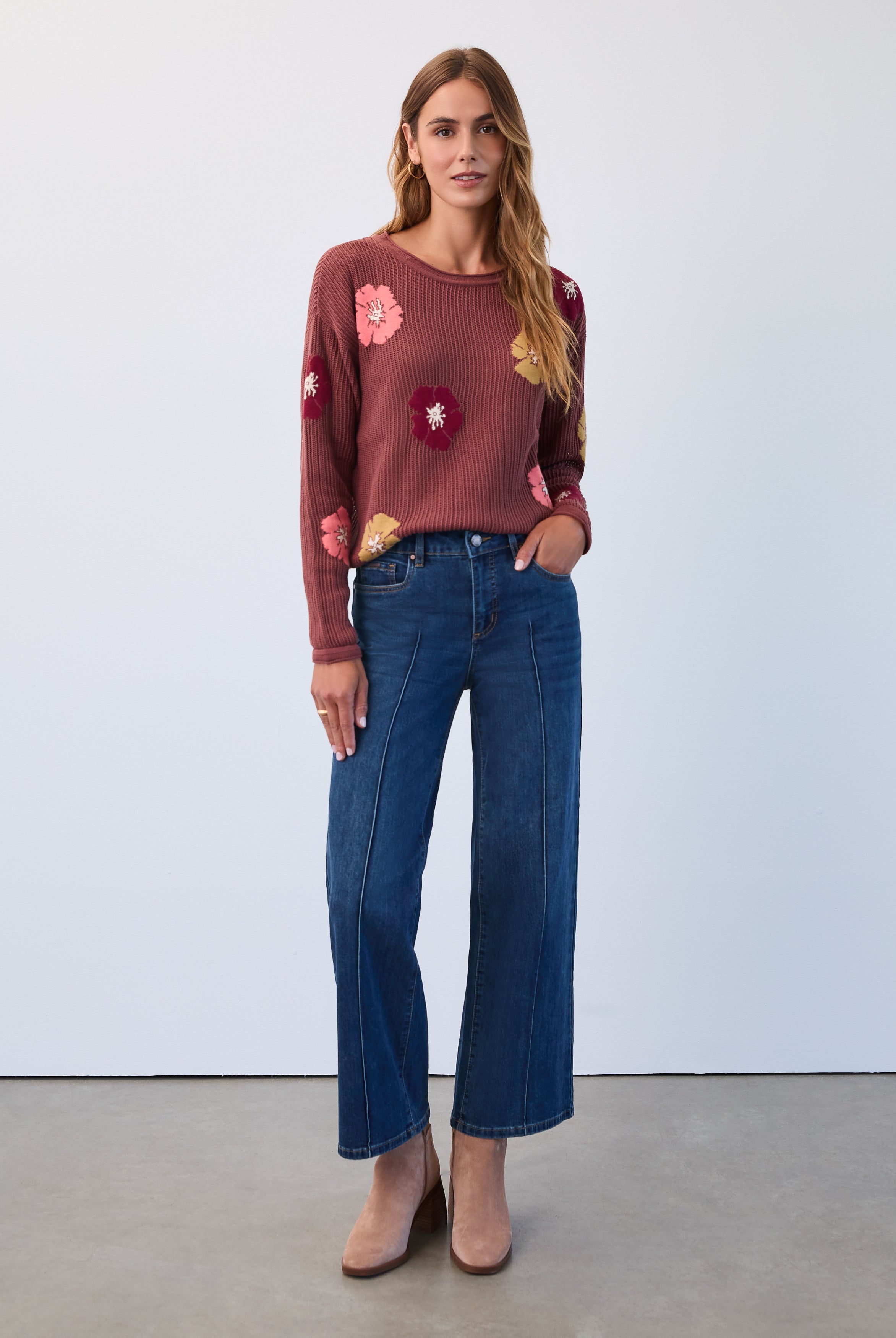 Floral intarsia sweater