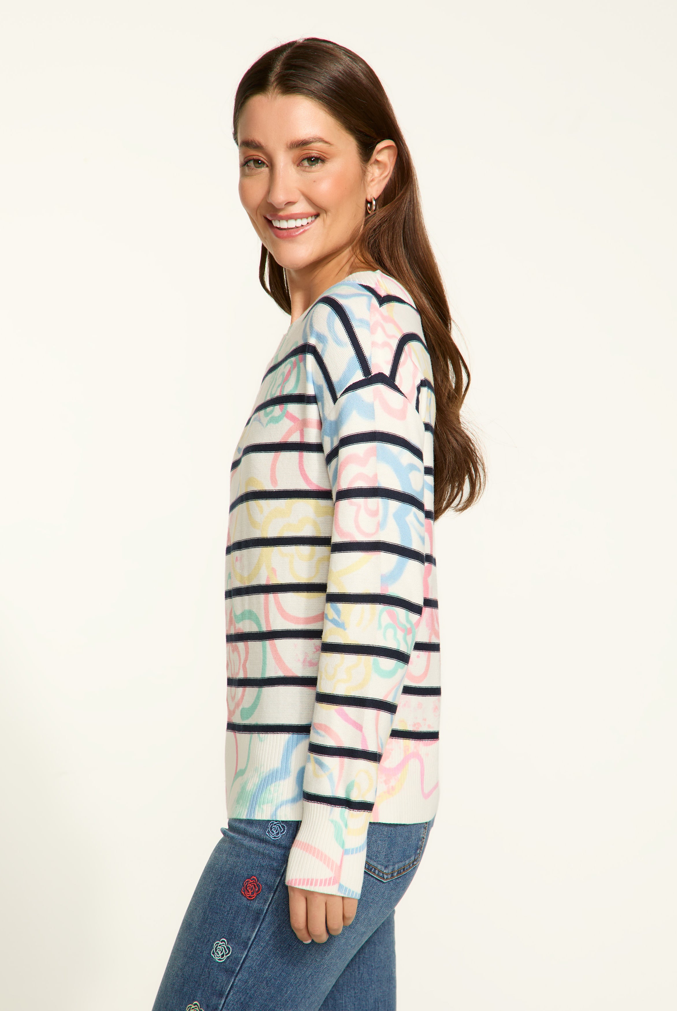 Boatneck printed sweater