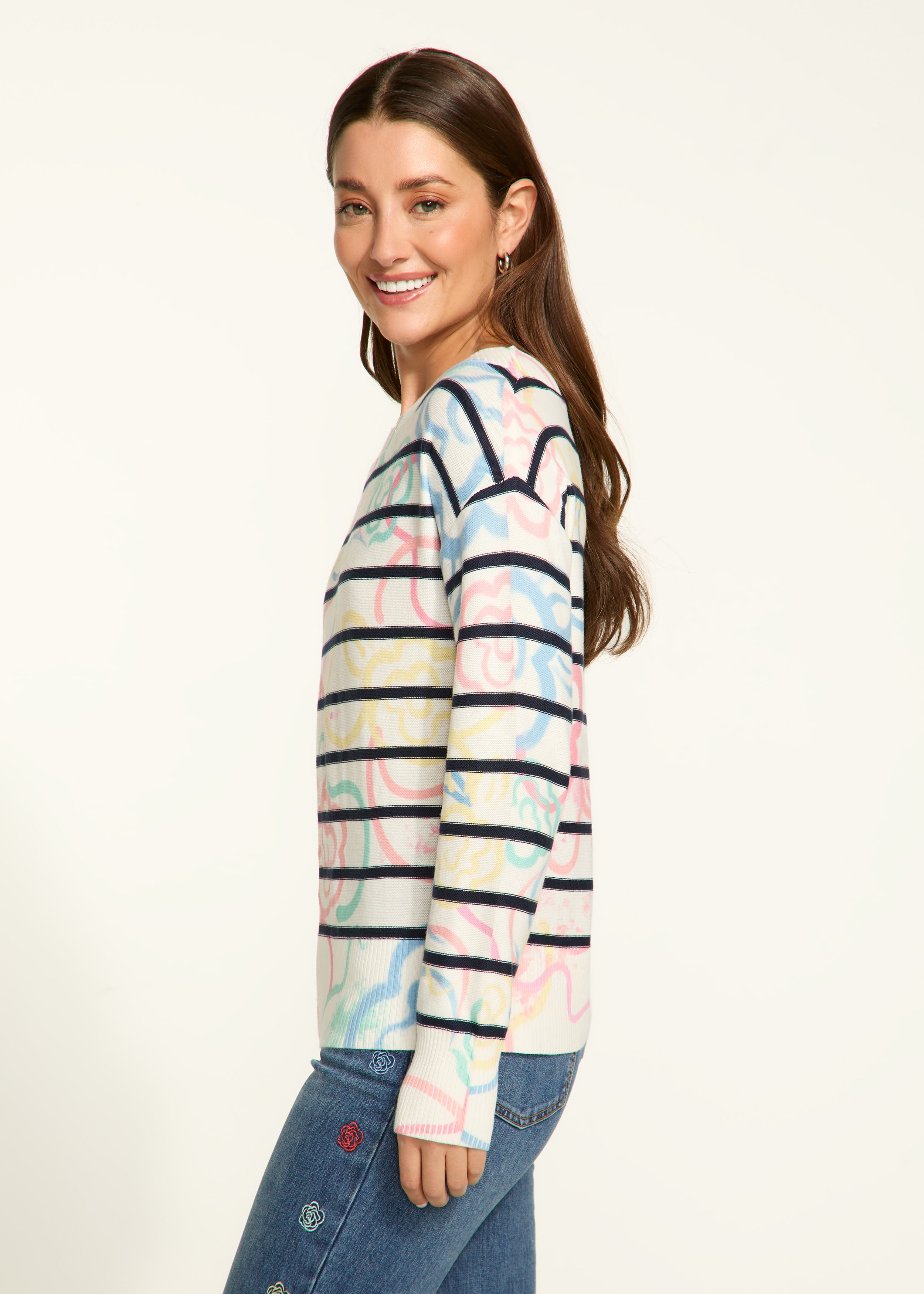 Boatneck printed sweater