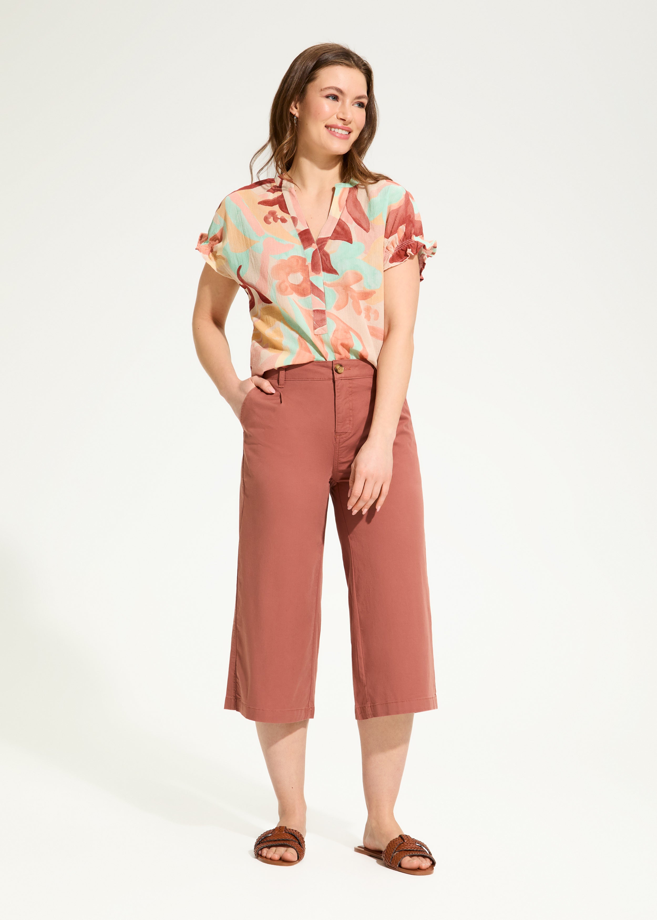 Olivia Pleated wide Capri