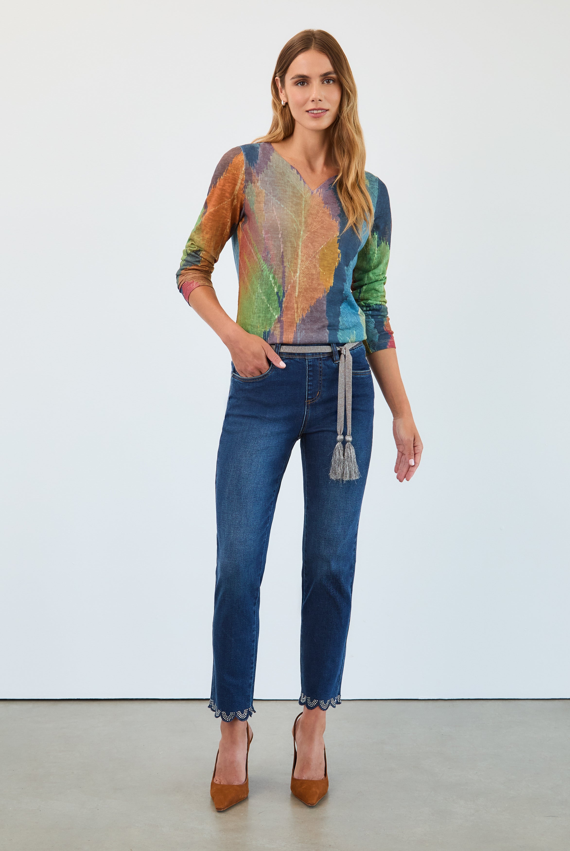 Long sleeve notch neck top