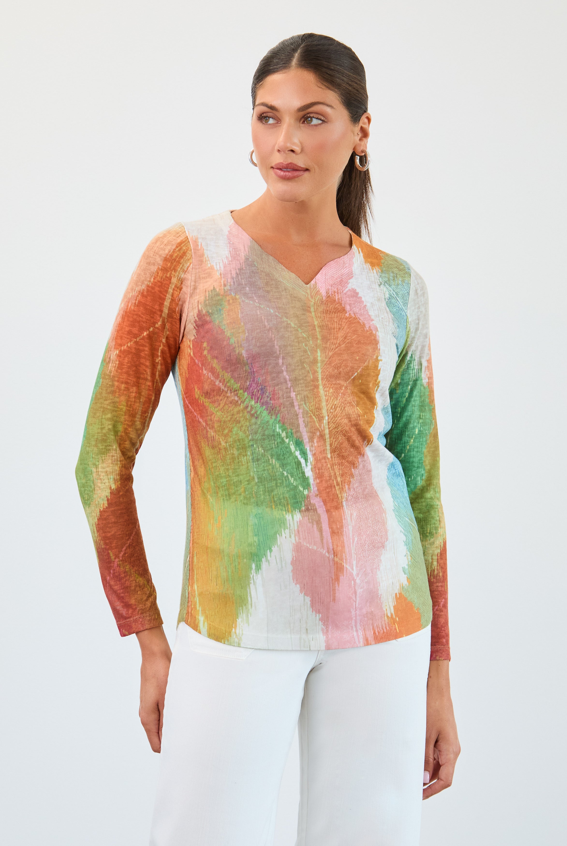 Long sleeve notch neck top