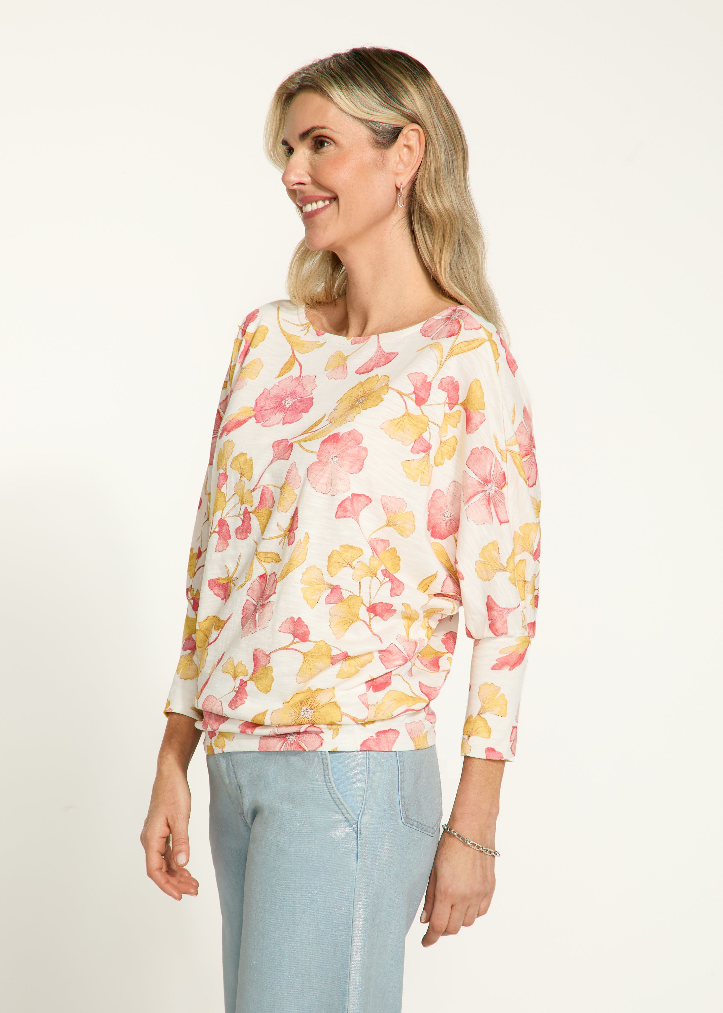 Printed batwing top