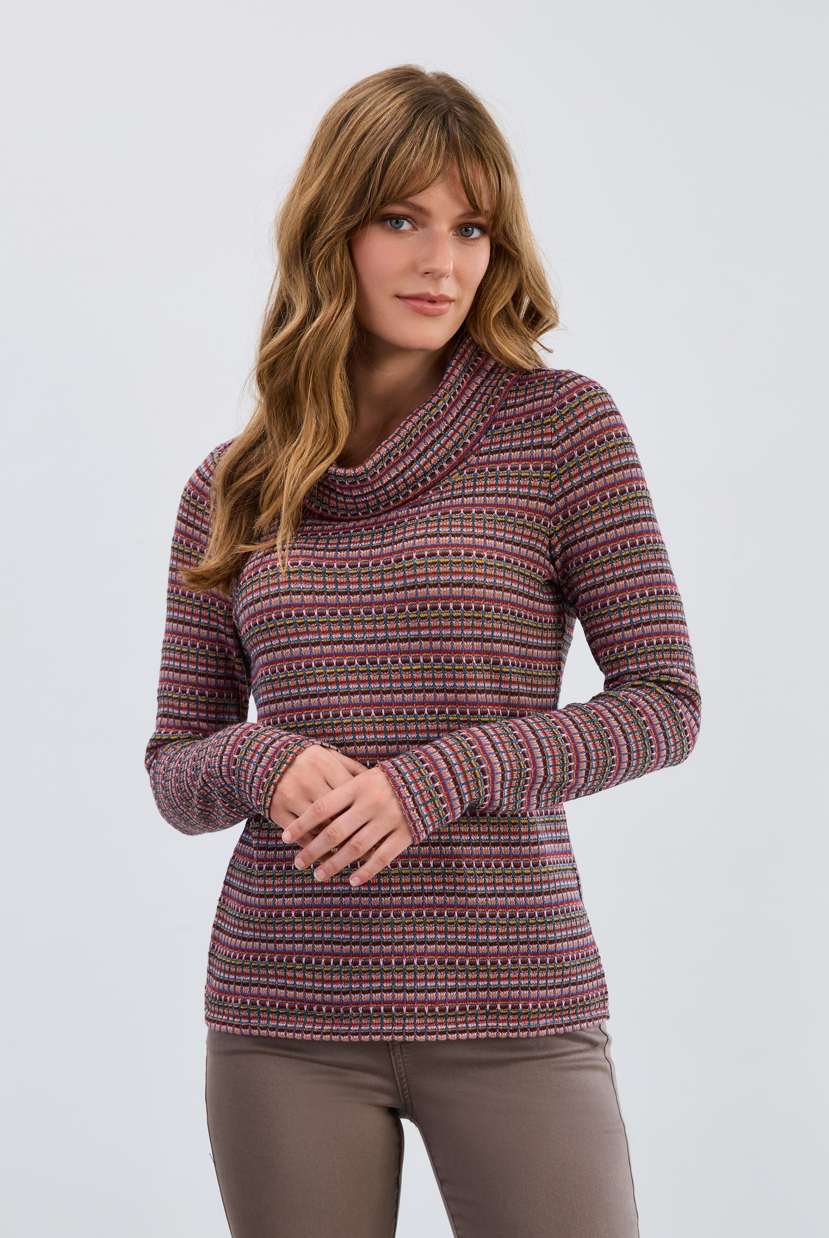 long sleeve cowl neck top