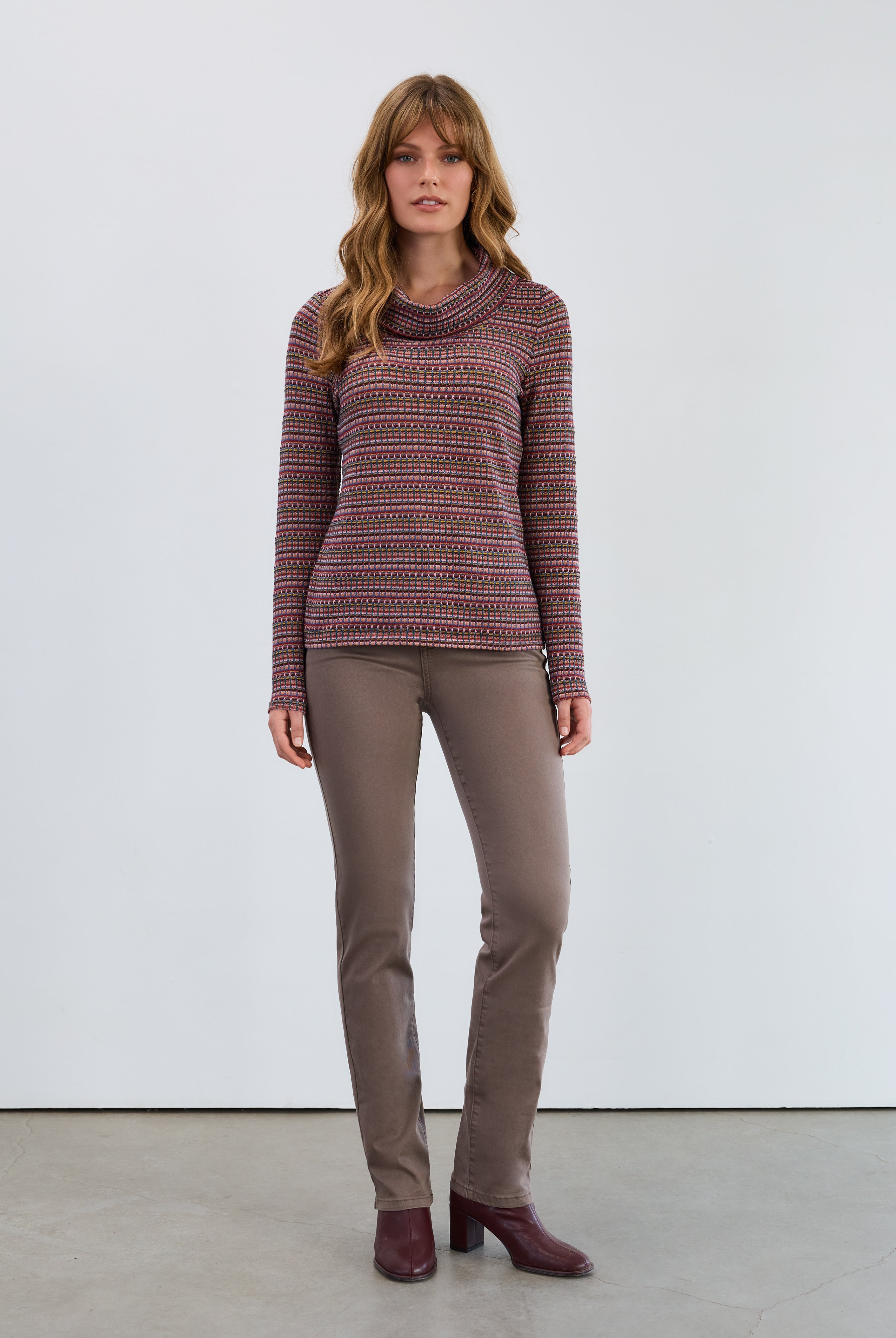 long sleeve cowl neck top