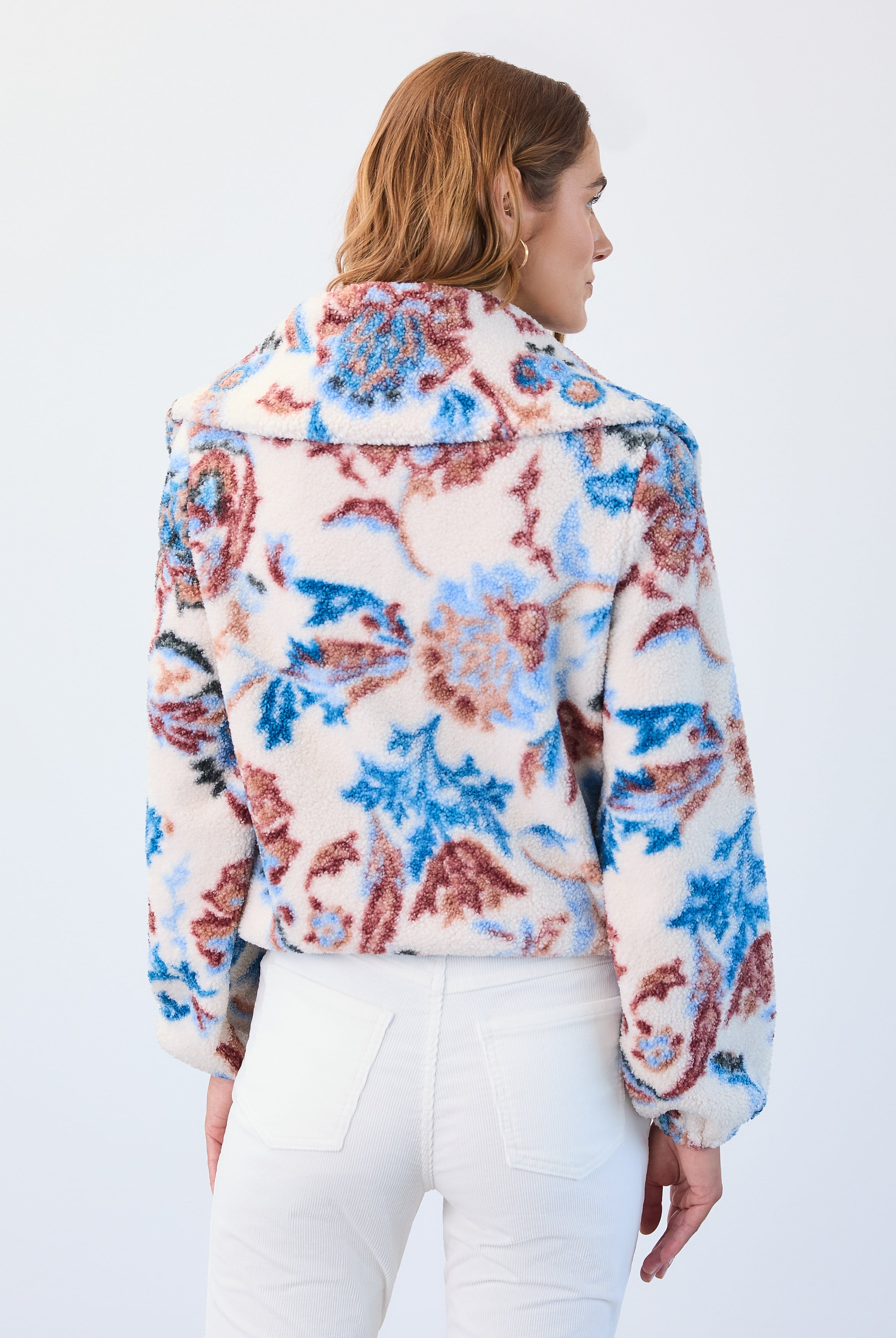 Long sleeve half zip sherpa popover jacket