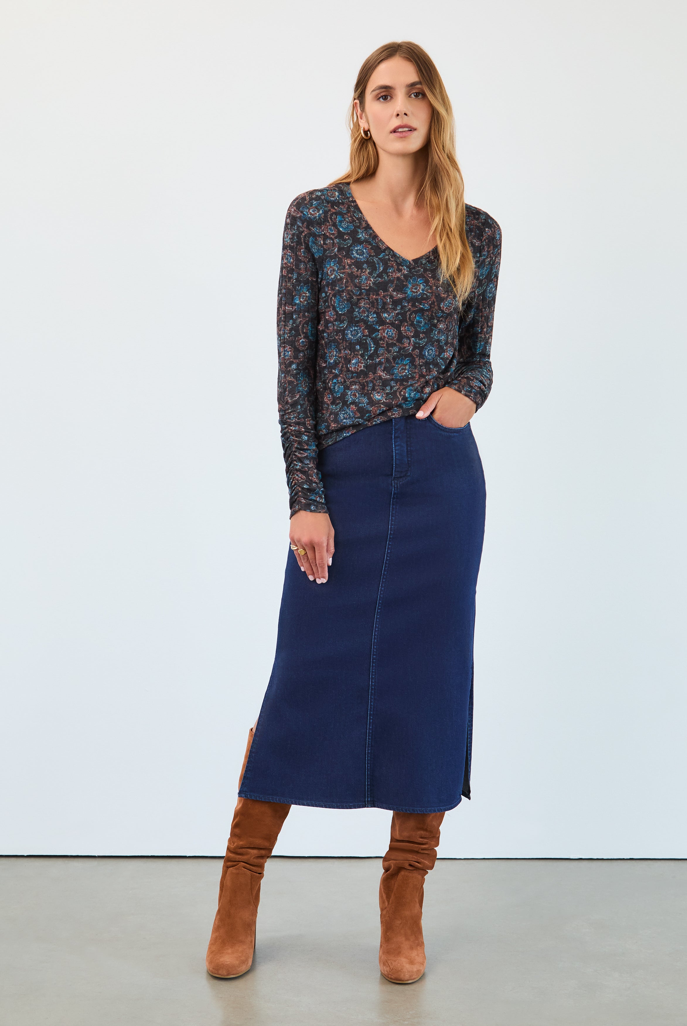 Long sleeve v-neck top