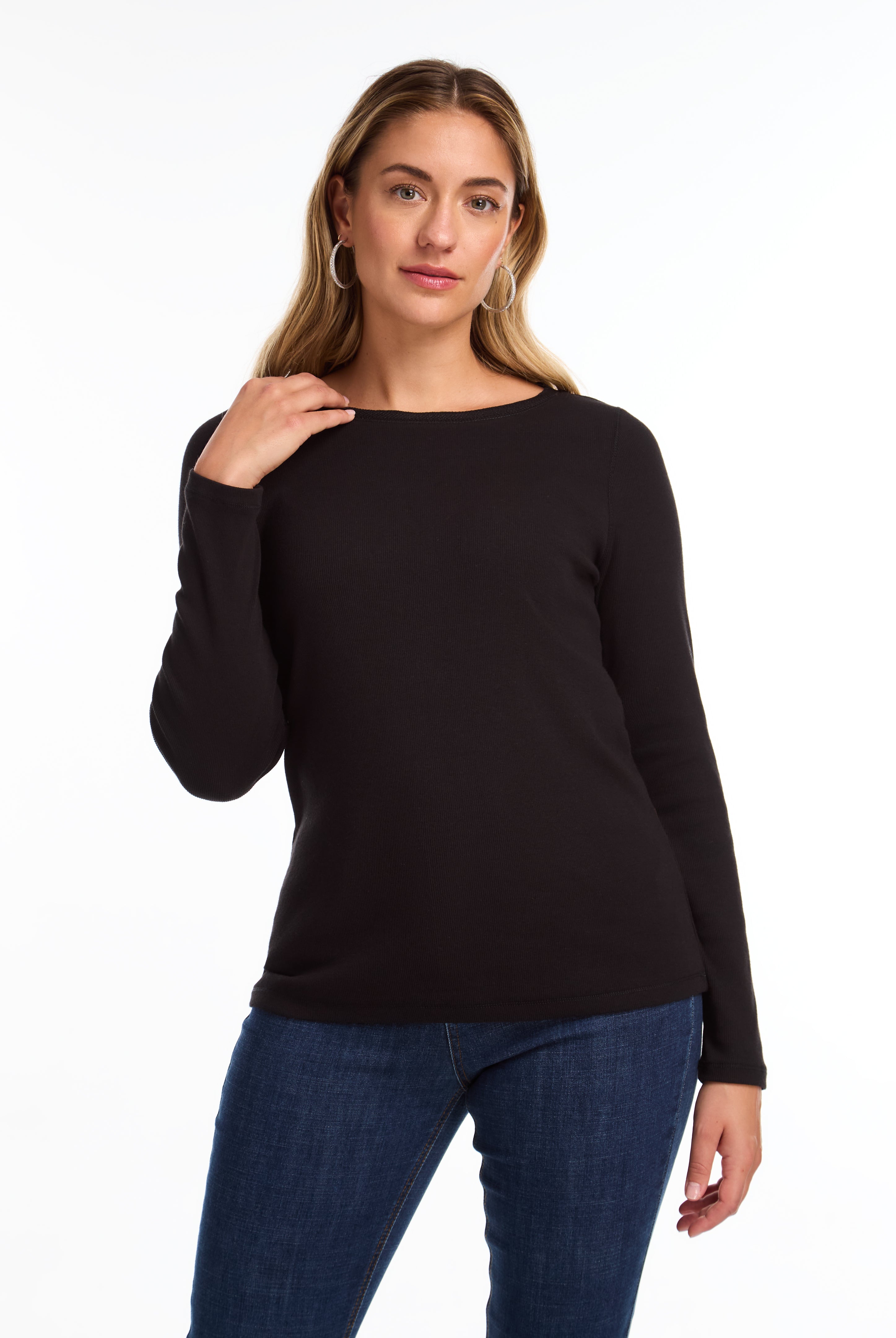 LONG SLEEVE BOAT NECK TOP
