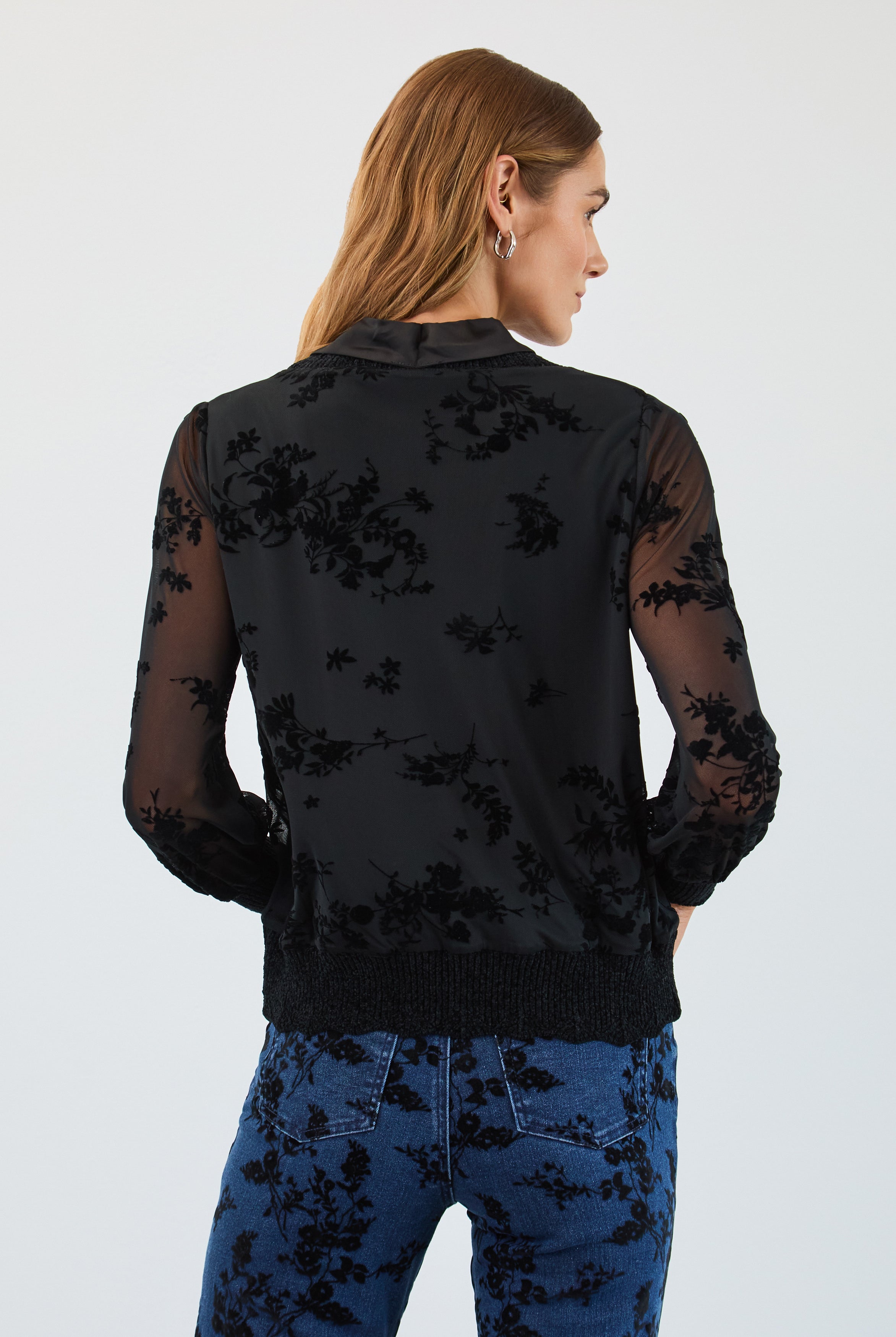 Flocked mesh sweatshirt