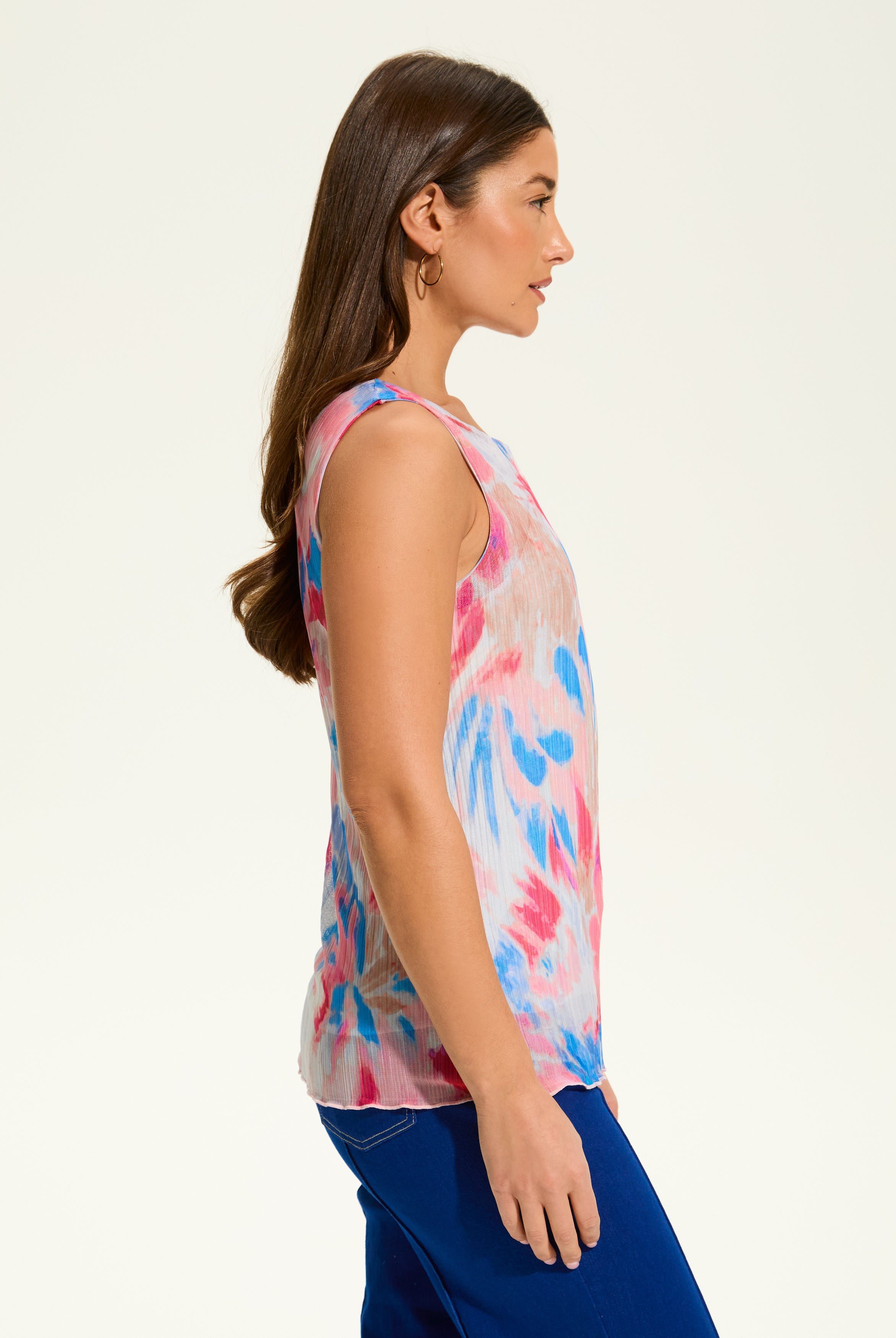 Crinkle Pleated Mesh Top