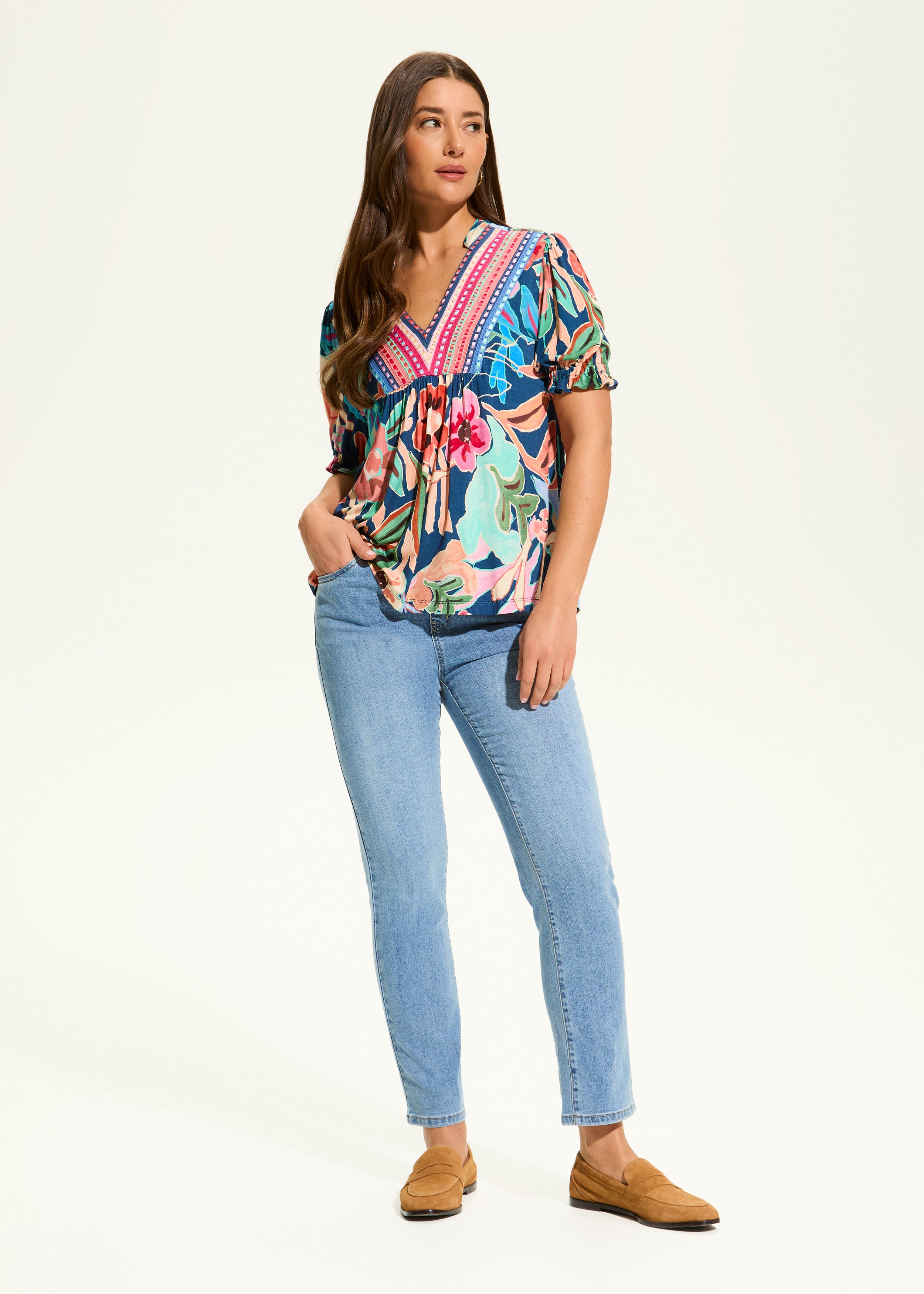 Elbow Sleeve Embellished Top