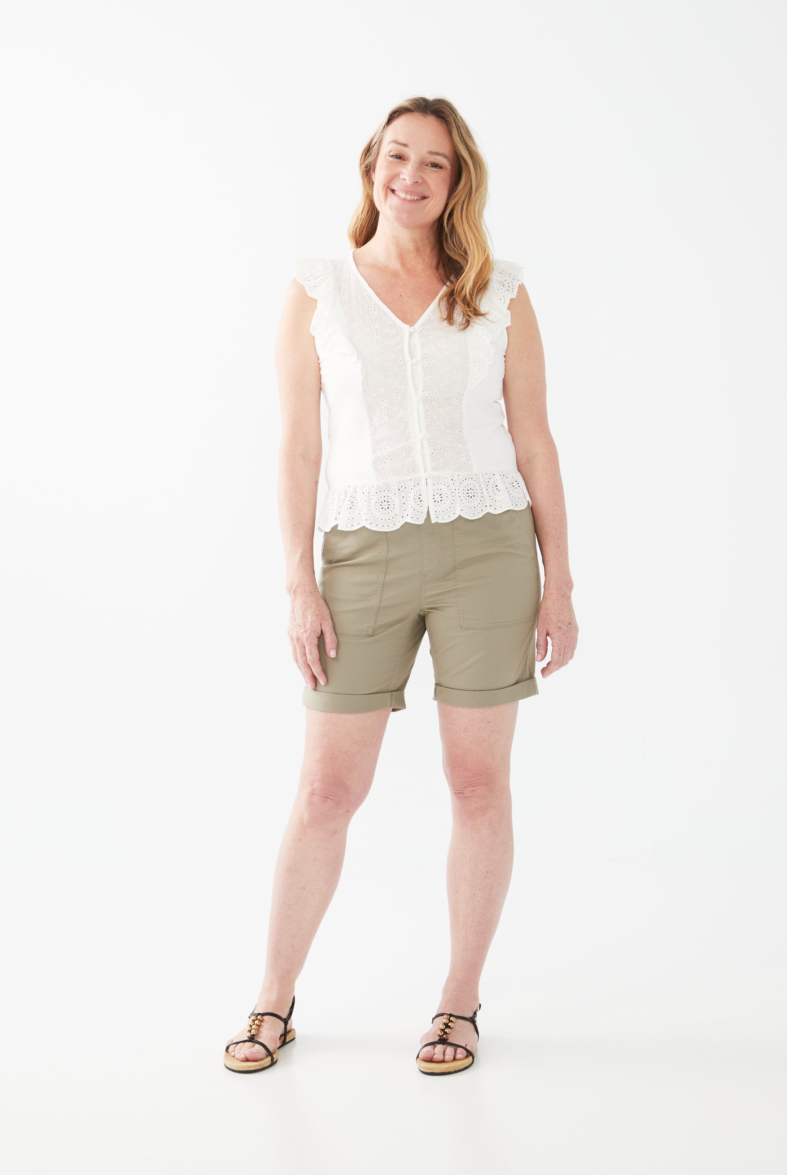 MIX MEDIA V-NECK TOP