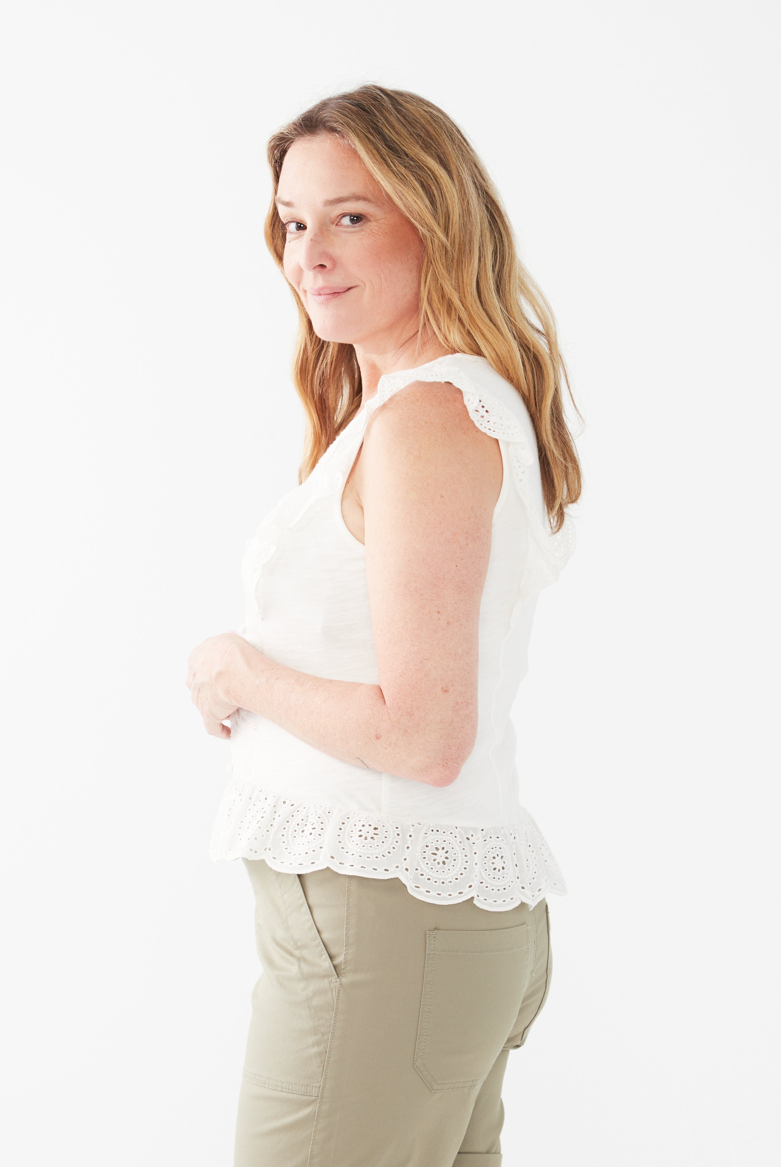 MIX MEDIA V-NECK TOP