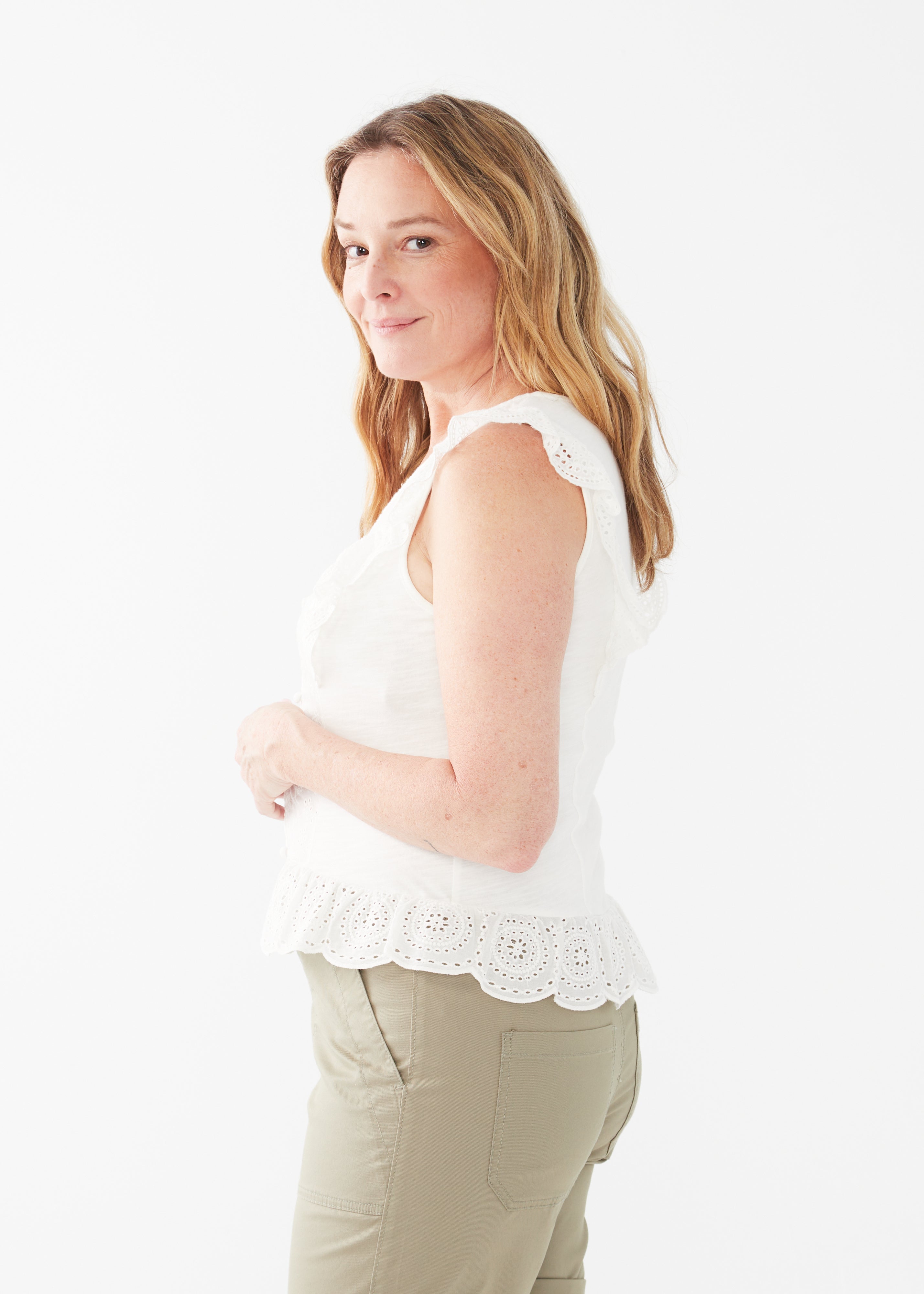 MIX MEDIA V-NECK TOP