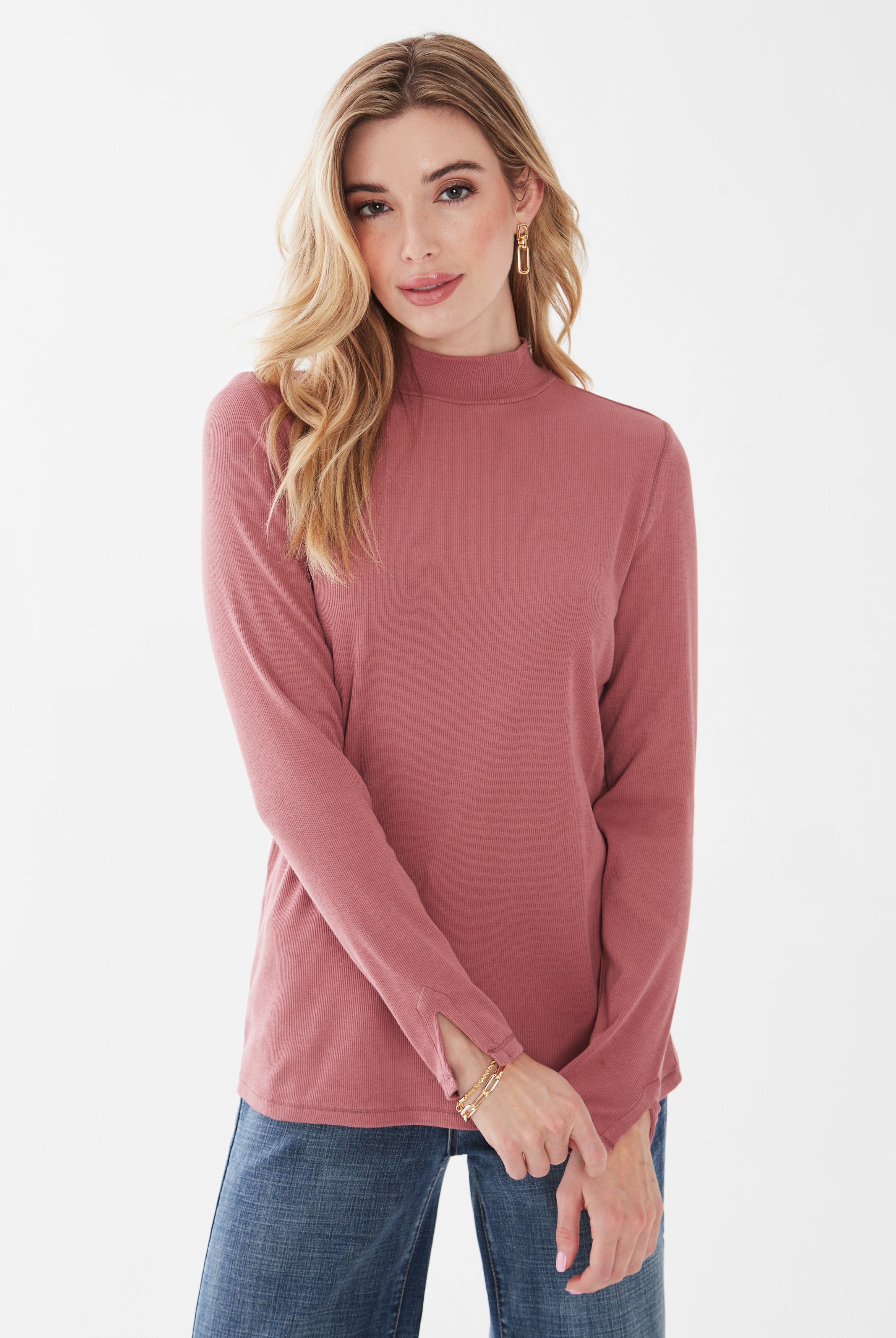 LONG SLEEVE MOCK NECK TOP