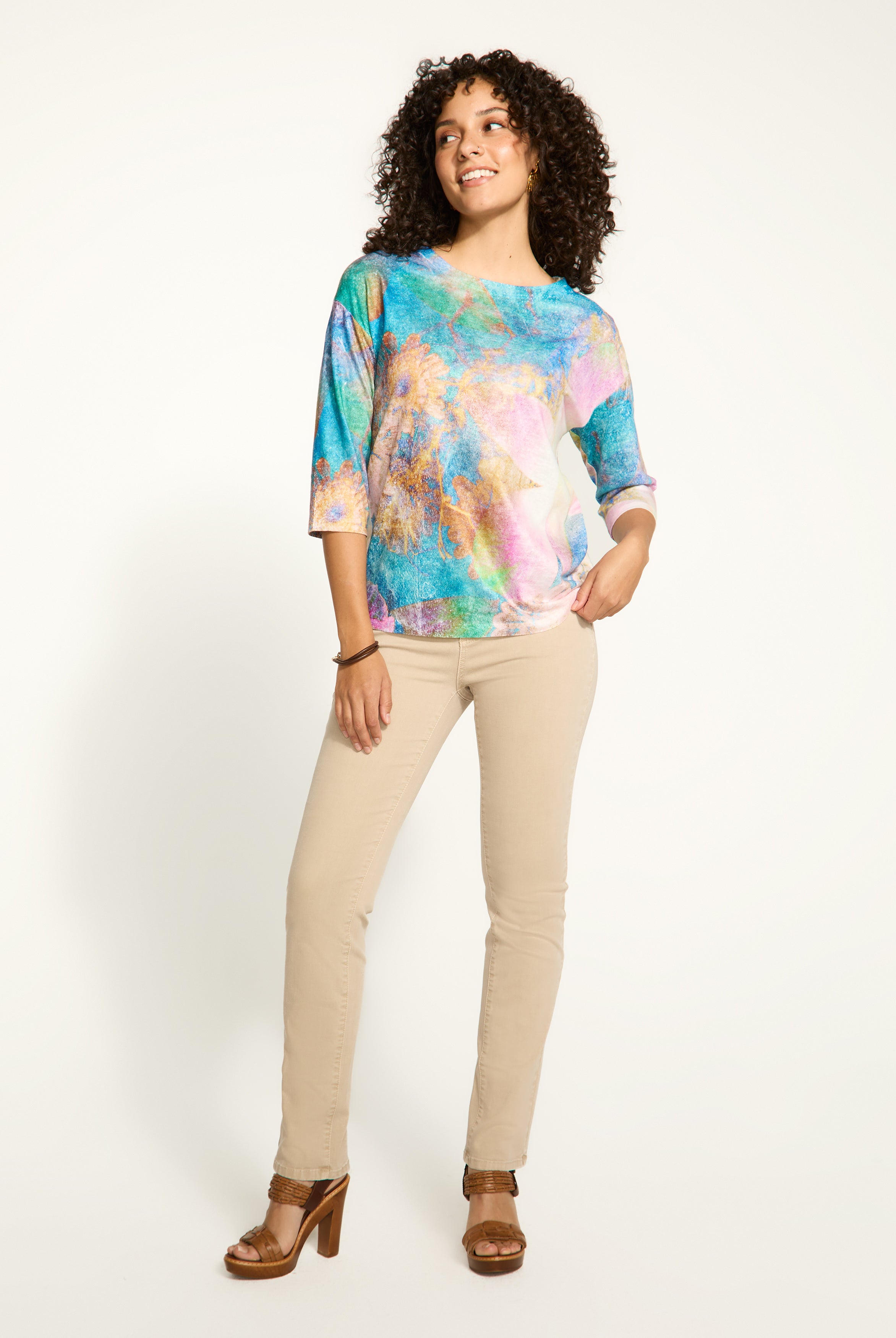 Drop shoulder boat neck top