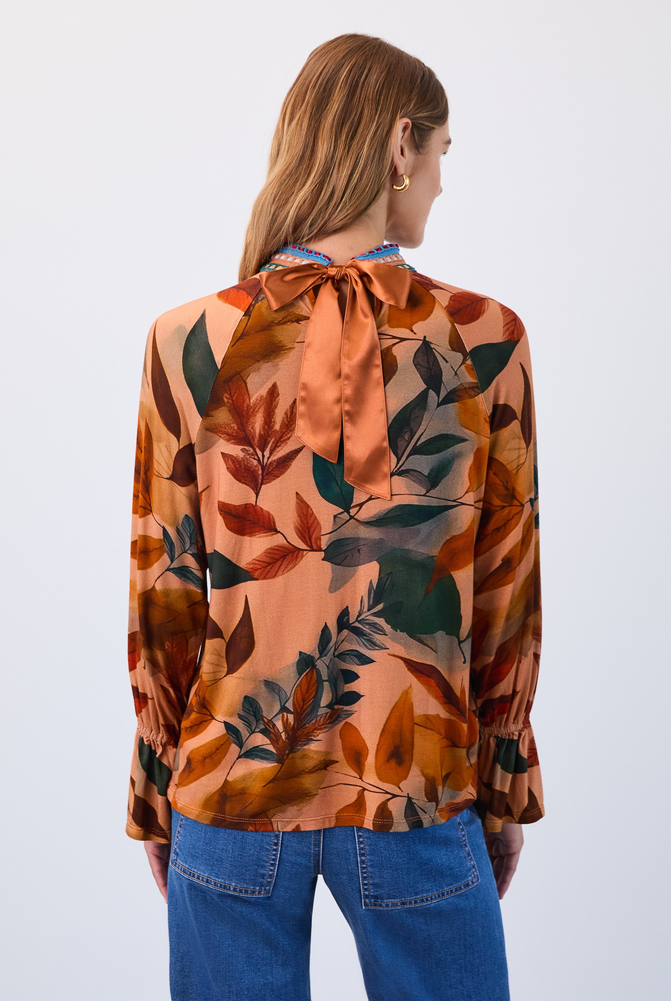 Mock neck trimmed top