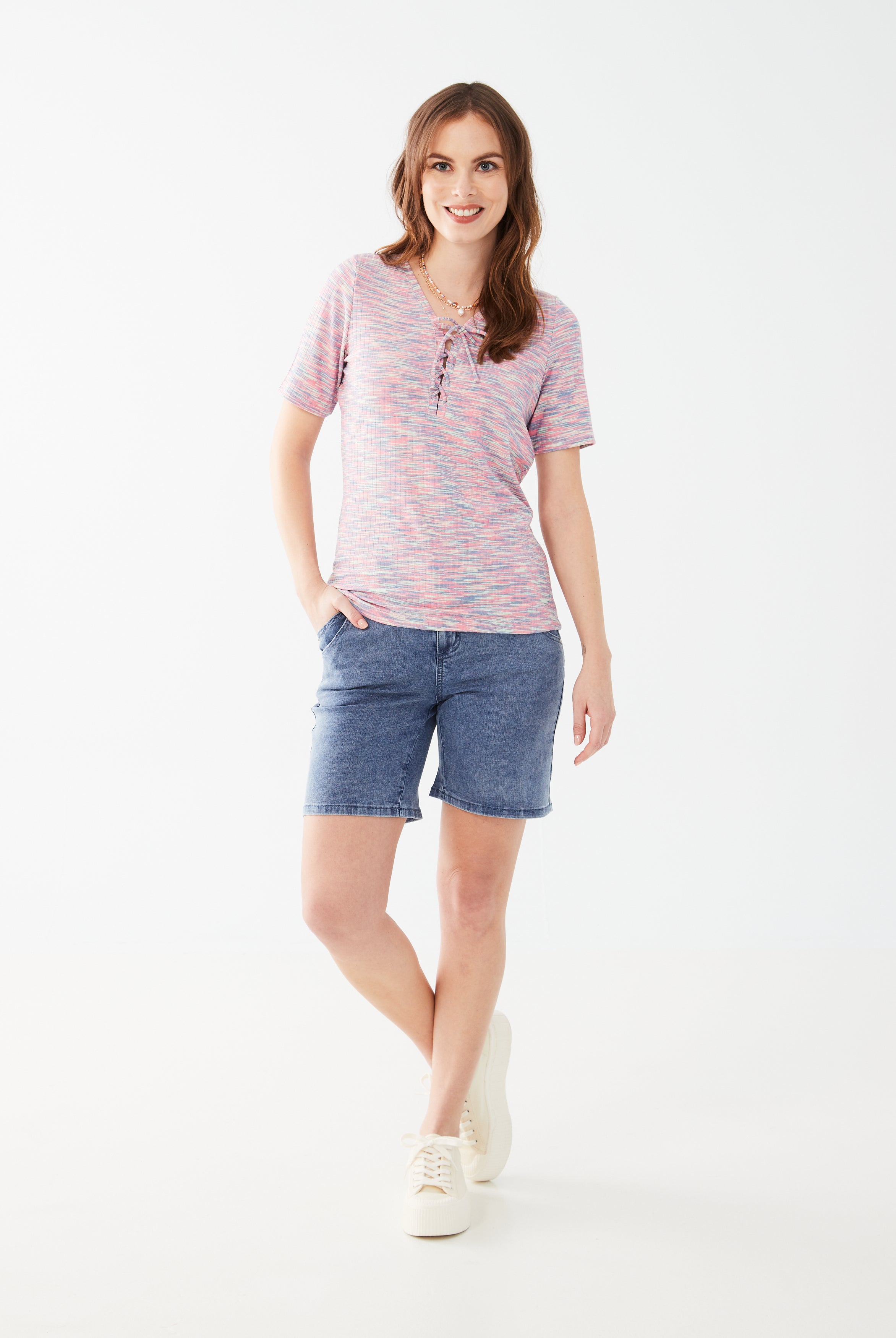 ELBOW SLEEVE TEE W-LACE UP