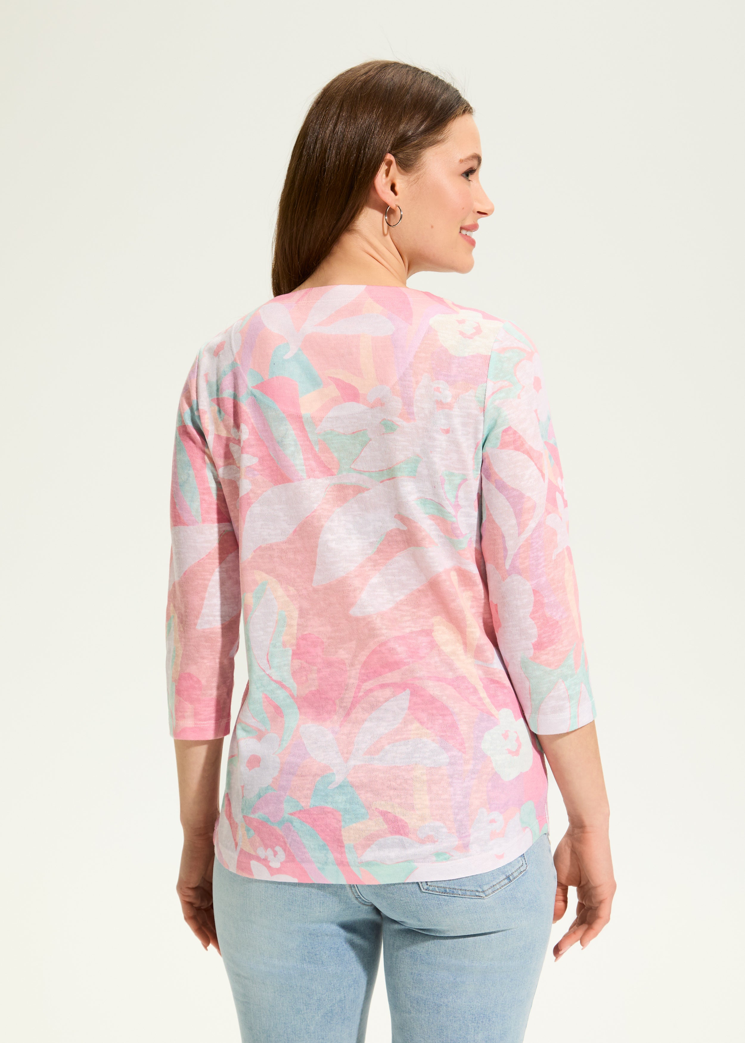 Camo Floral Notch Neck Top